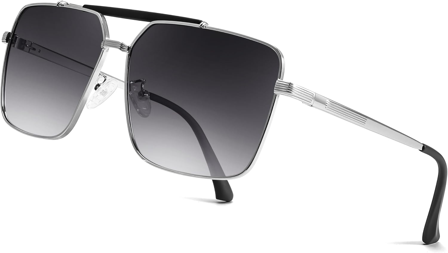 FEISEDY Classic Square Polarized Aivator Sunglasses Mens Womens UV400 Protection Big Double Bridge Sun Glasses