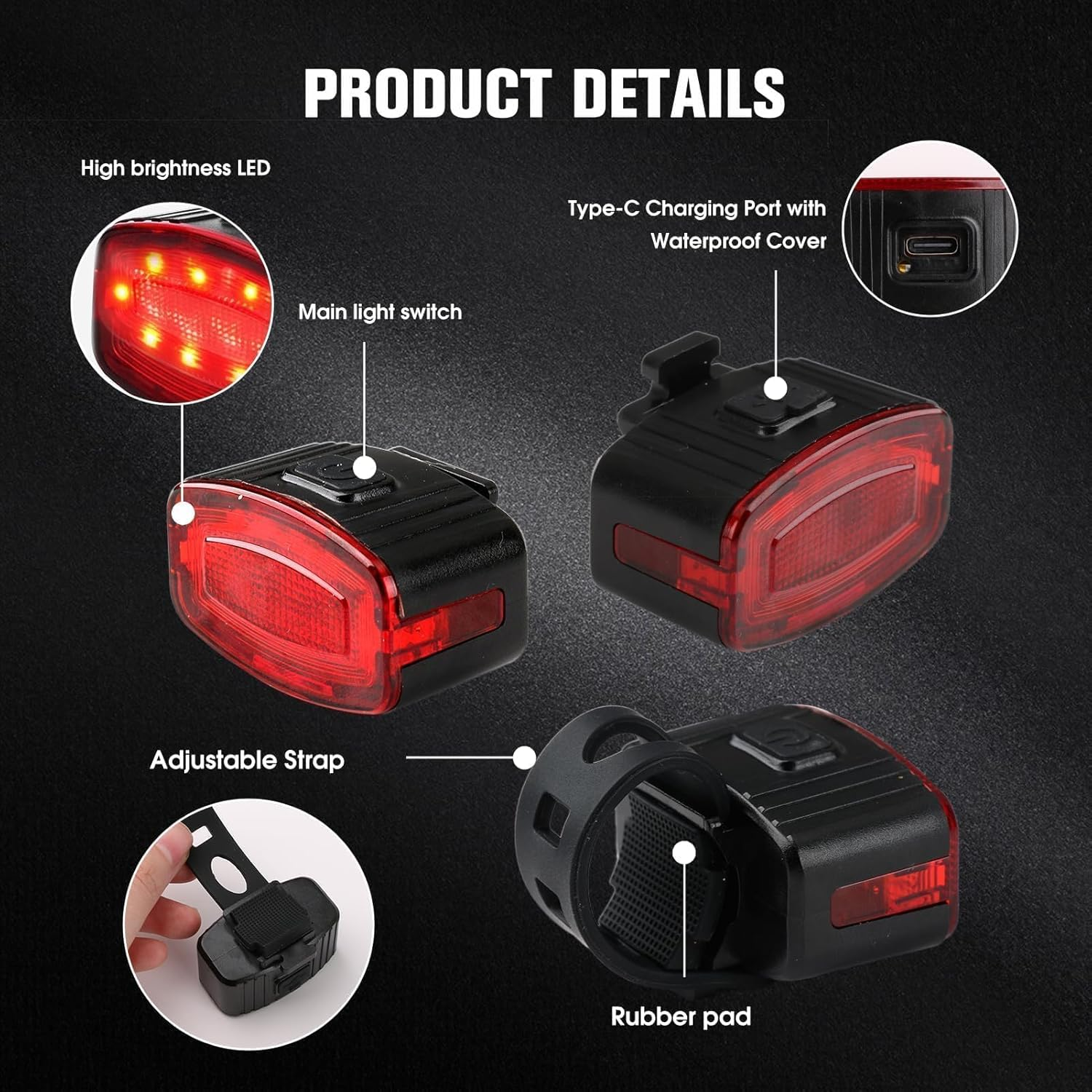 Bike Lights Set Ultra Bright, Bicycle Light Rechargeable Super Bright 6 Modes, IPX6 Waterproof Bike Lights for Night Riding/Cycling Safety, DIY 4X4 + 6X6 Lightning Modes Bike Headlight and Tail Light image number 1