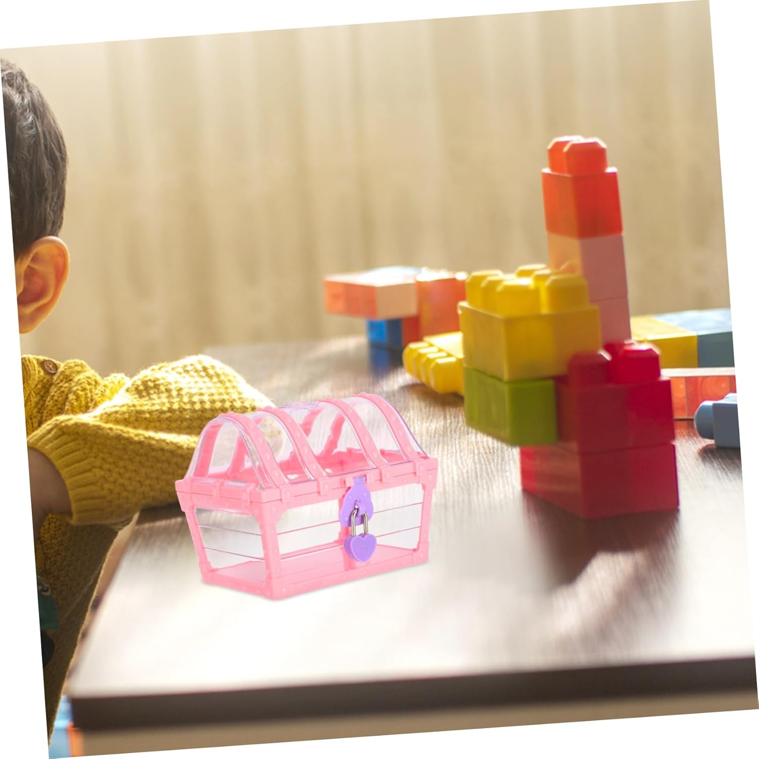 Hohopeti Pirate Treasure Chest with Lock Small Decorative Storage Box for Craftsmanship Organizer Vintage Style Keepsake Box for Home Office for Party Use image number 4