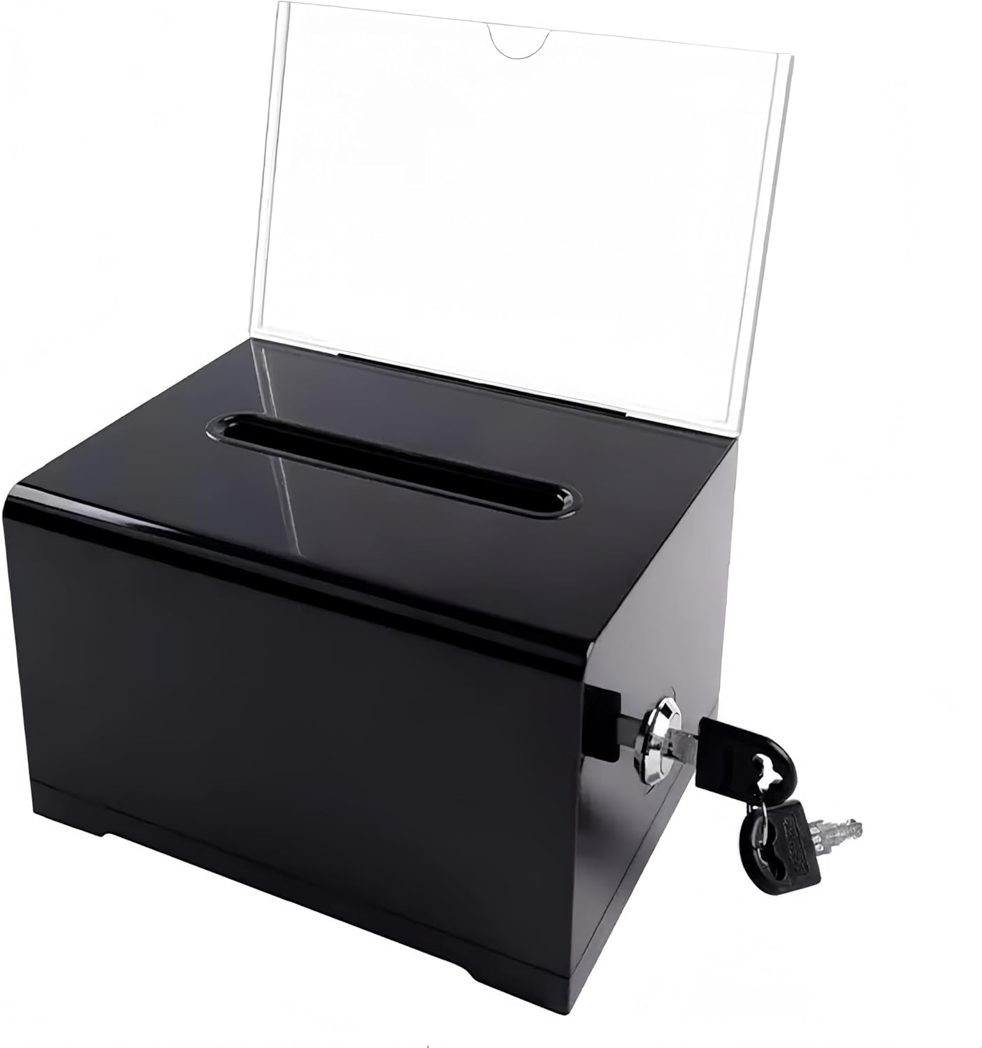 Donation Box with Lock, Acrylic Donation Boxs,Black Ballot Boxs with Sign Holder, Suggestion for Fundraising for Suggestion Box Storage Container(Black) image number 3