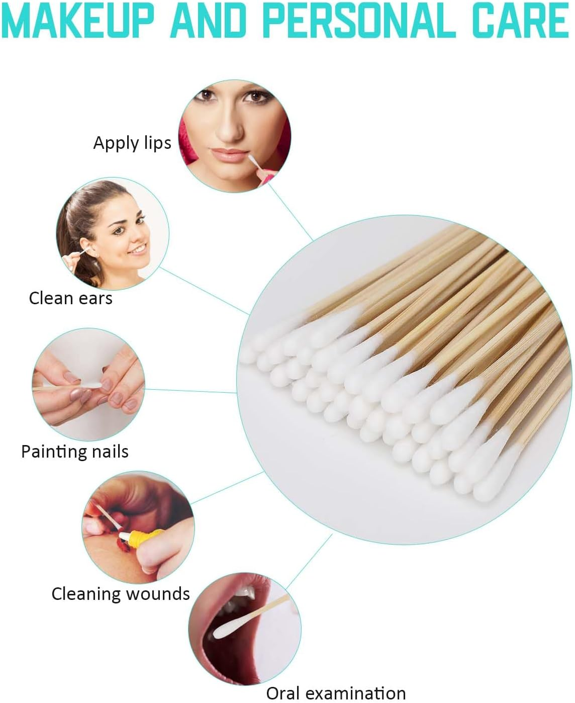 Dog Ear Cleaning Swabs 6 Inch &ndash; Long Bamboo Cotton Tips for Pet Ear Care, Cat & Puppy Ear Cleaning, Lint-Free Absorbent Swabs for Bath Aftercare & Outdoor Hygiene, 400Pcs with Resealable Box image number 6