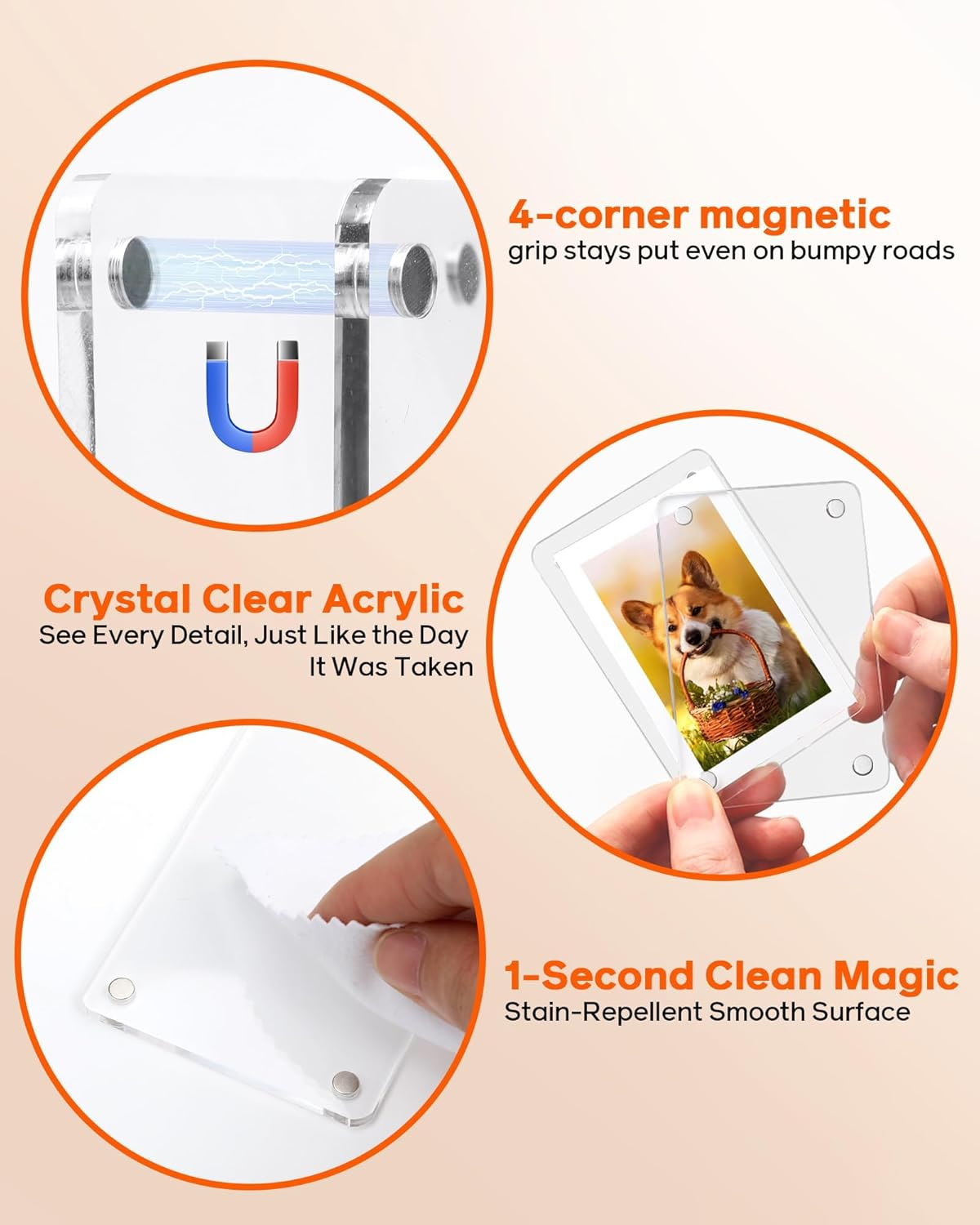 2Pcs Car Picture Holder for Visor Magnetic Picture Frame for 3 Inch Photos, Car Sun Visor Photo Holder with Strong Acrylic Magnet, Personalized Car Interior Accessories with Clips for Easy Display image number 4