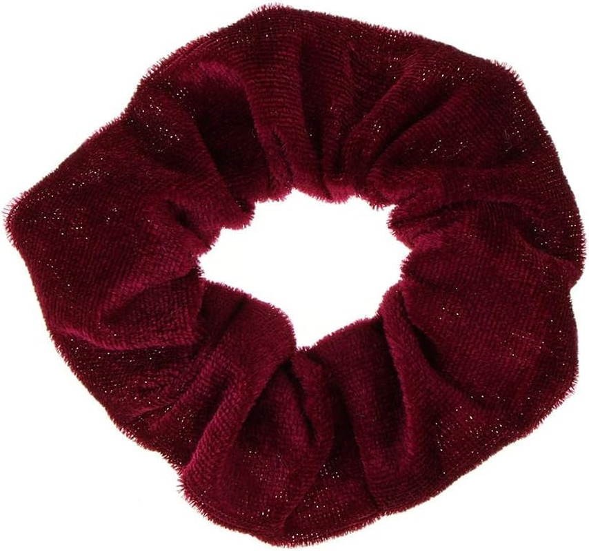 Ｓｉｍｈｏａ Set of 5 Velvet Hair Scrunchies for Ponytail Styles, Burgundy, as Described image number 2