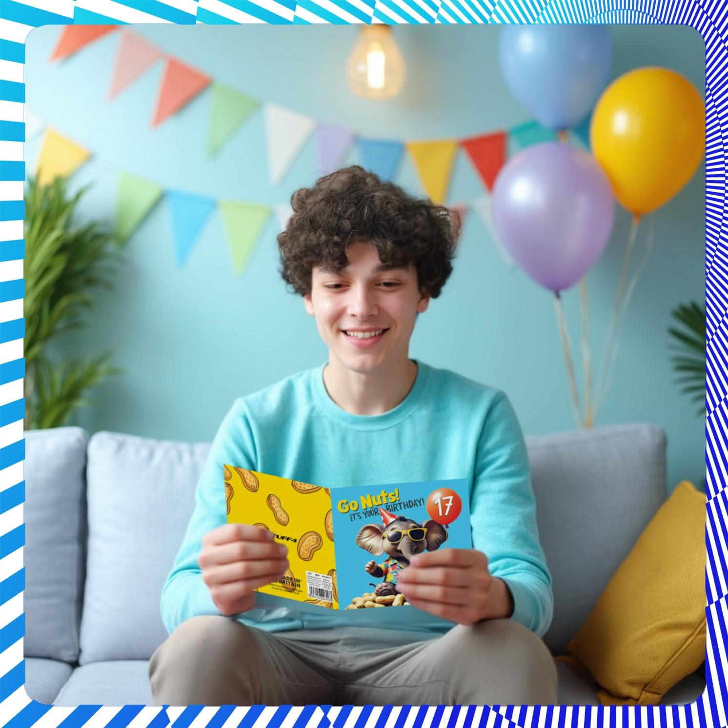 17Th Birthday Cards for Boys Girls - Elephant Go Nuts! Its Your Birthday! - Happy Bday Card for 17 Year Old Boy Girl Grandson Son Niece Sister, 145Mm Bday Greeting Cards image number 6