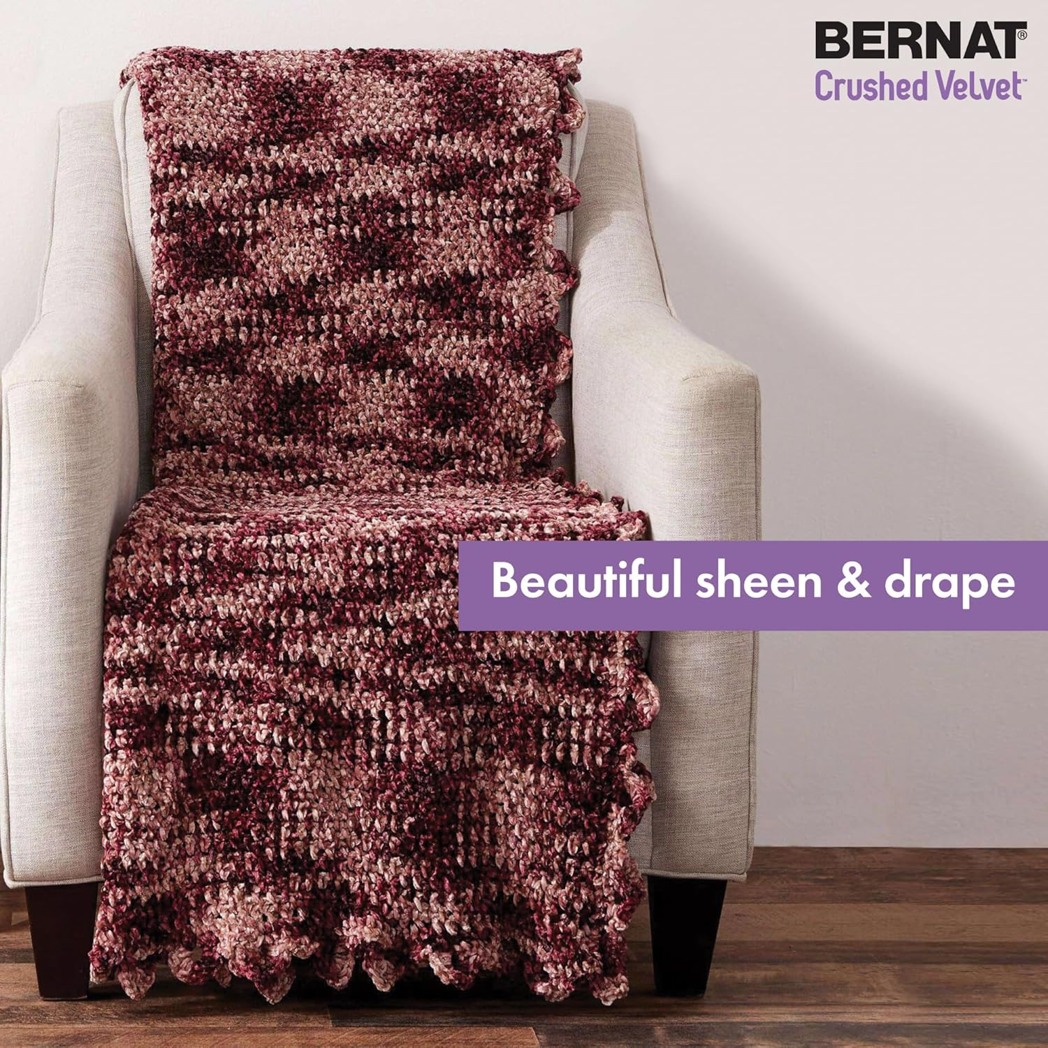 Bernat Crushed Velvet Yarn, Taupe image number 2