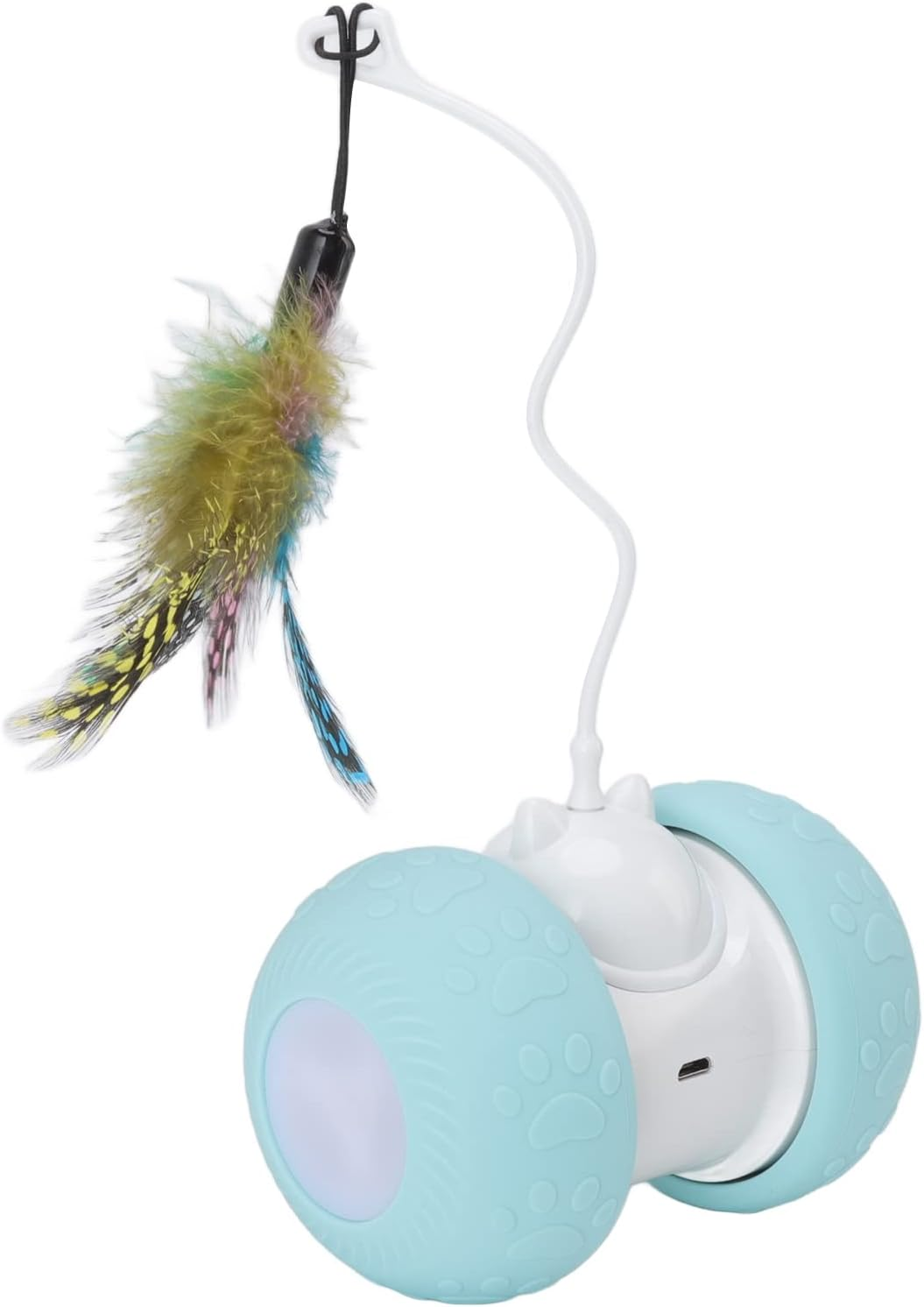 Interactive Cat Toys, Electric Squeaky Rolling Ball USB Rechargeable Smart Automatic Kitten Toys with LED Lighting, Automatic Moving Cat Ball Toys with Feathers for Indoor Cats image number 6