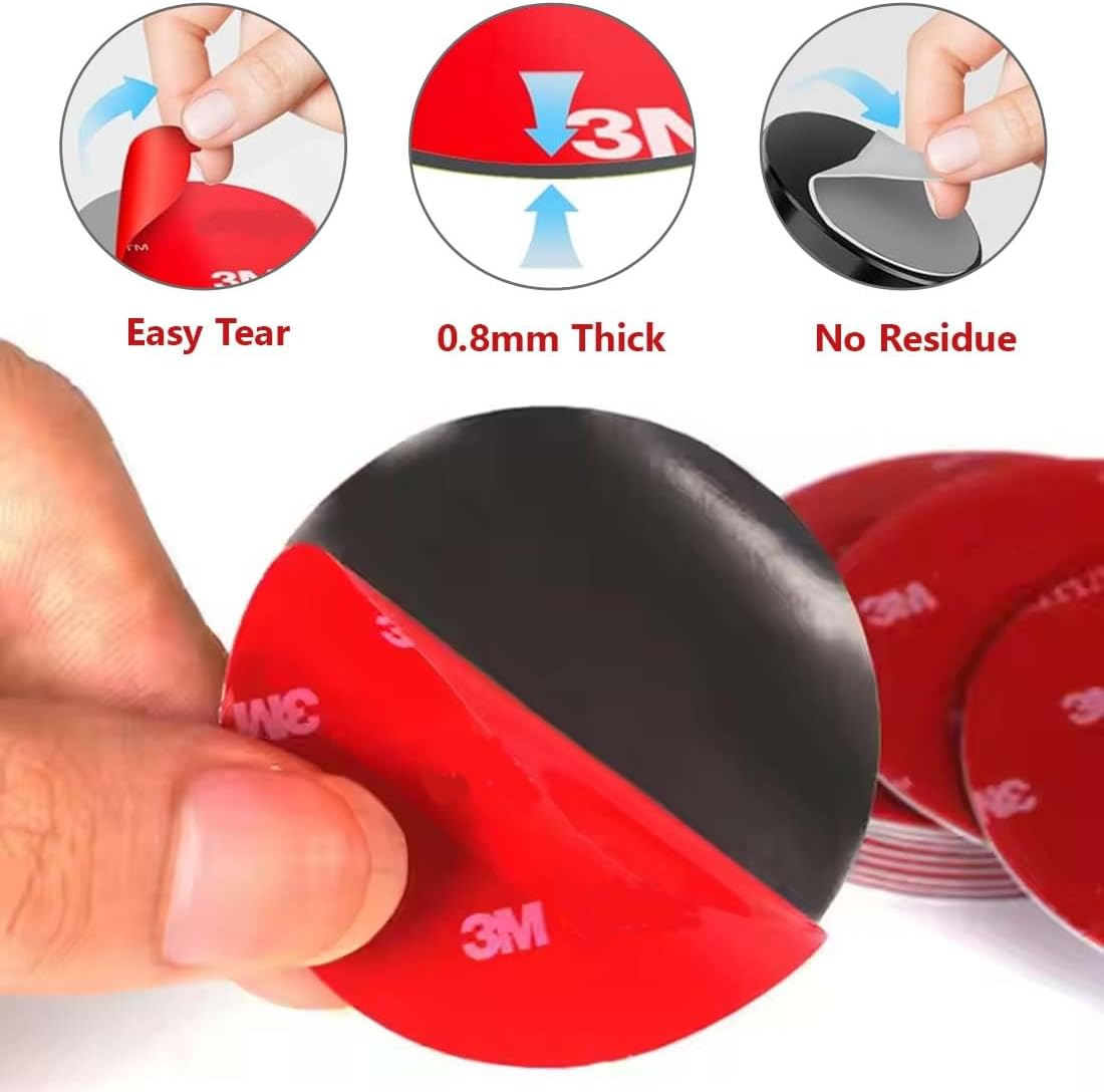 Pack of 10 3M Double-Sided Adhesive Tape Stickers, VHB Car Camera Mounting Tape for Car, Dashboard, Waterproof, Heat Resistant, Strong Adhesive Tape Stickers (Square and Round)