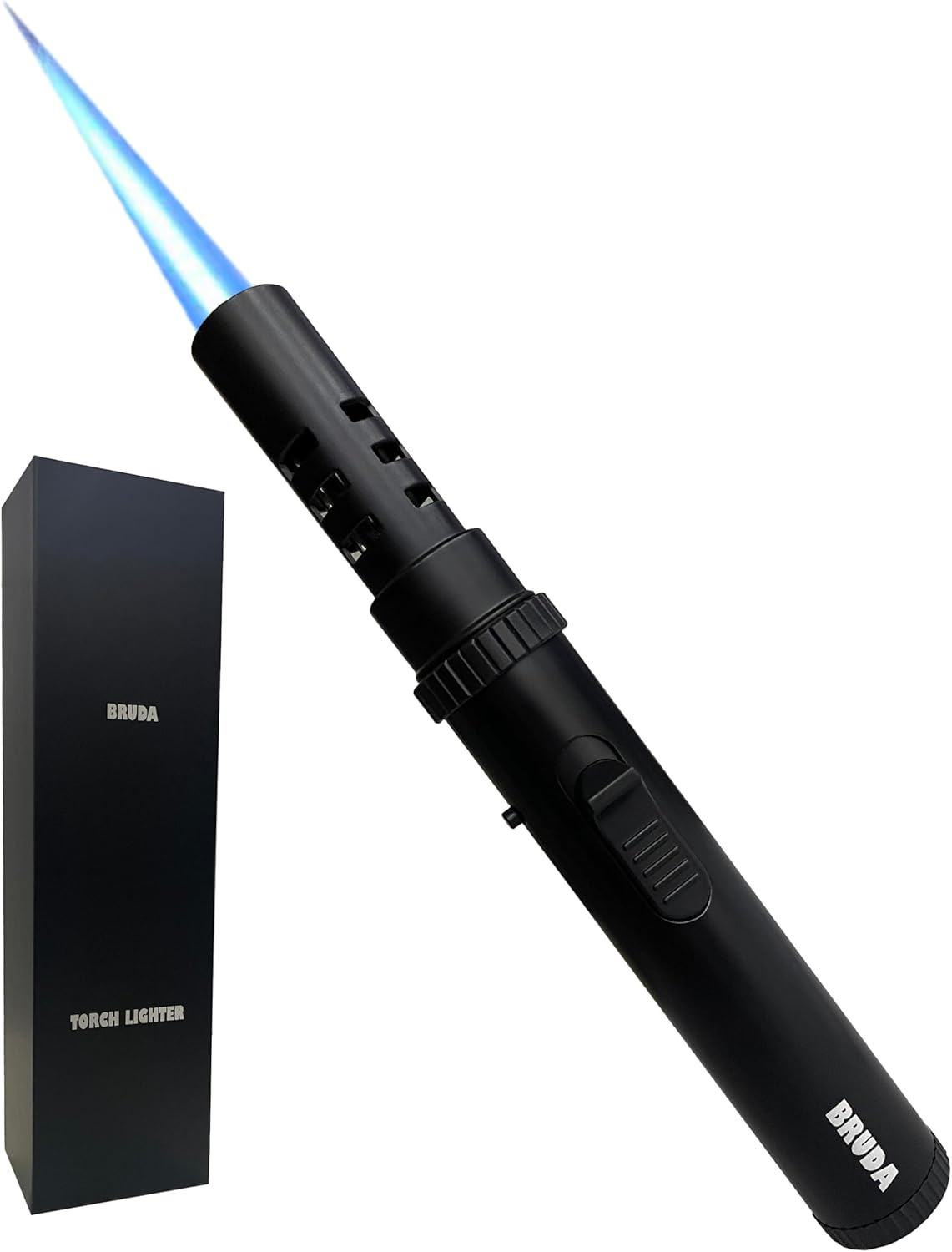 Bruda Camping Kitchen Butane Torch, Fire Starter Torch Lighter, Long Gas Refillable Blow Torch with Adjustable Jet Flame for Cooking, BBQ, Grill, Firewood, Wilderness Survival (Butane Not Included)