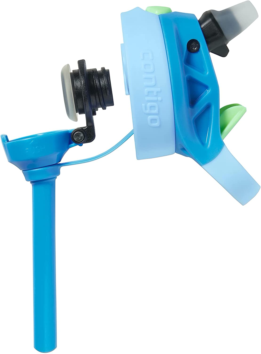 Contigo Kids Water Bottle with Redesigned AUTOSPOUT Straw, 14 Oz., 2-Pack, Blue Poppy and Periwinkle & Blue Poppy with Periwinkle and into the Clouds (2168478) - Watermelon  Dinos image number 7