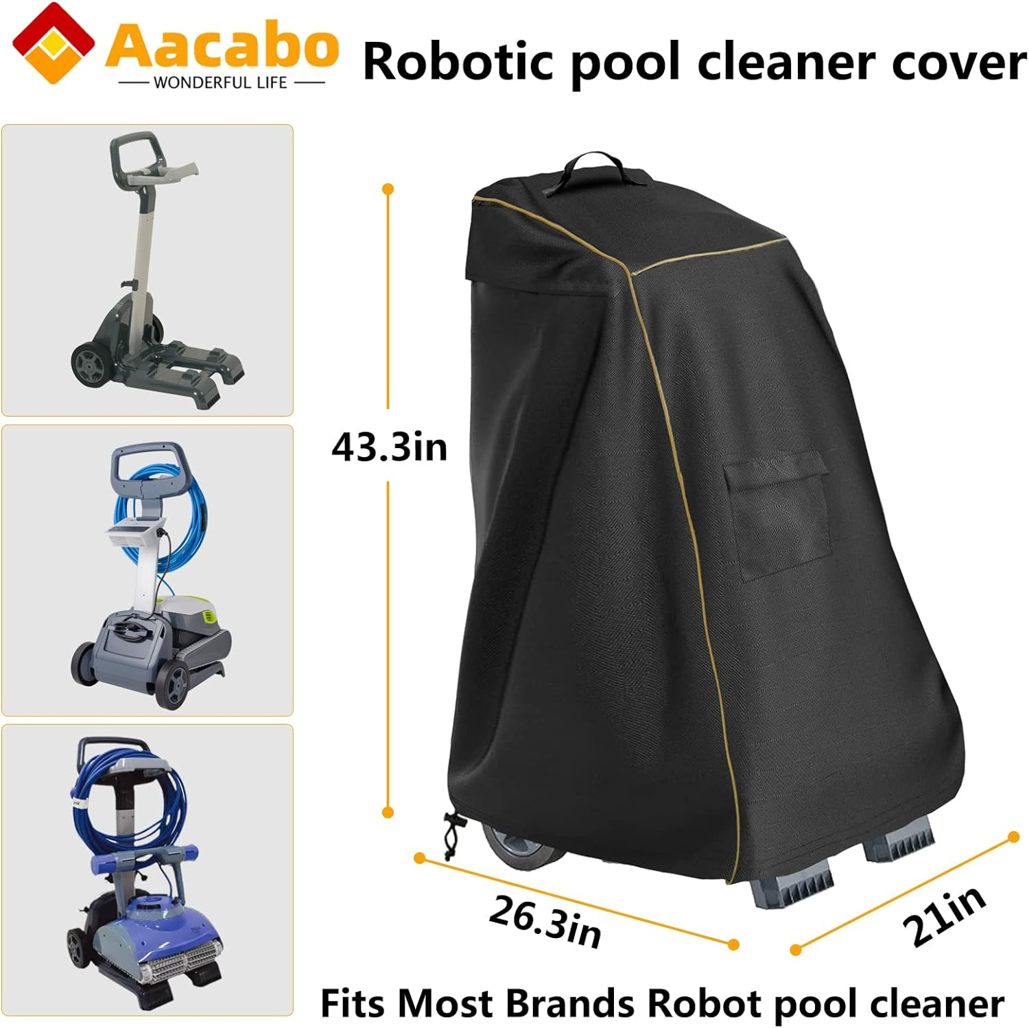 Caddy Cover,Robotic Pool Cleaner Cover, Outdoor Waterproof Caddy Cover,Fits Most Brands Robotic Pool Cleaner-Black