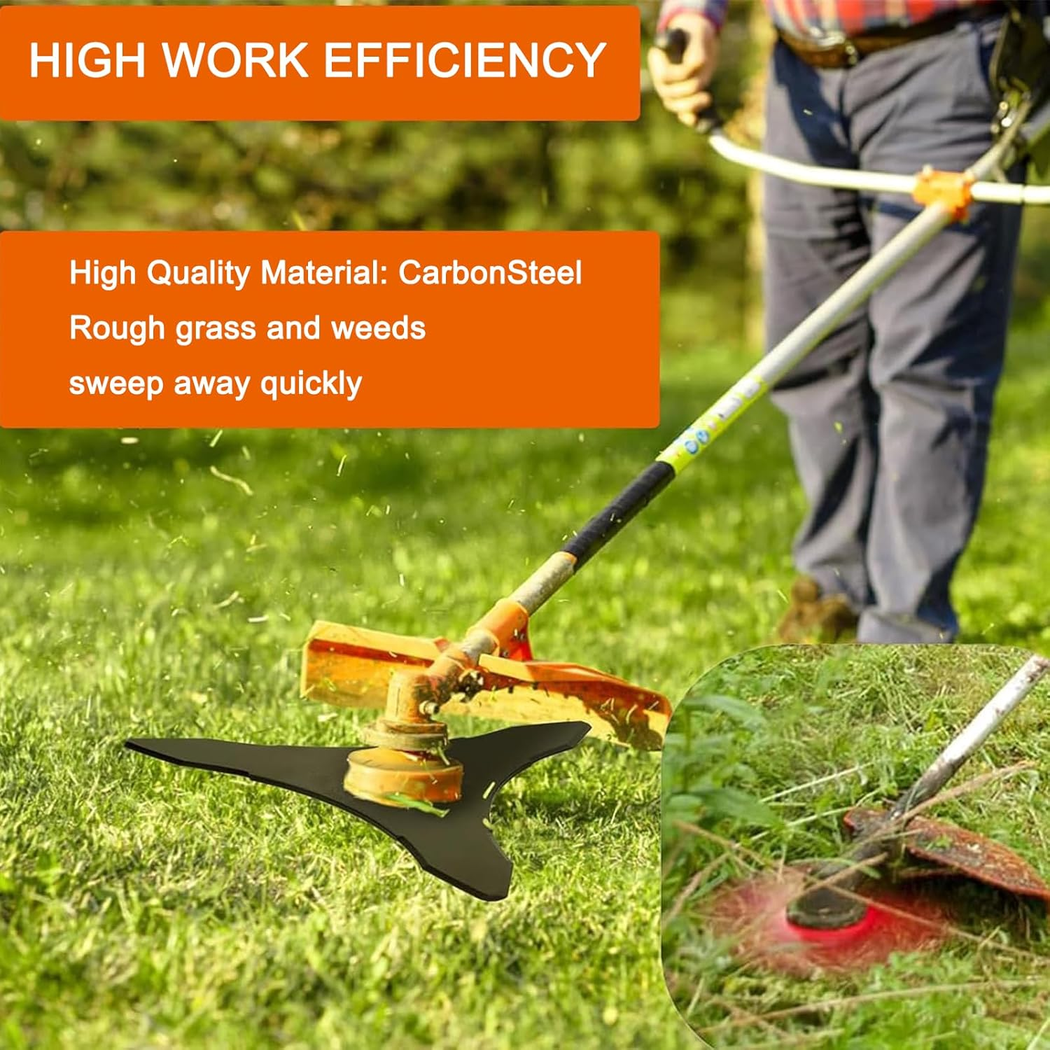 9" 36-Tooth & 10" 3-Tooth Brush Cutter Blade Set with Universal Adapter - Carbide Steel & Carbon Steel Trimmer Blades image number 6