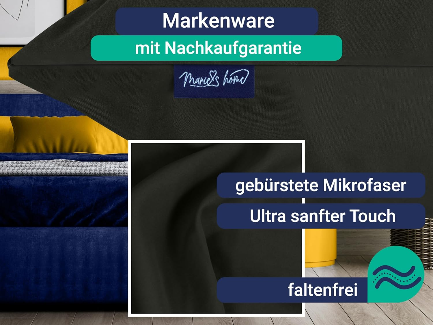 1613.2353 Bed Linen Duvet Cover 155 X 220 Cm + 80 X 80 Cm 2-Piece Set Black image number 1