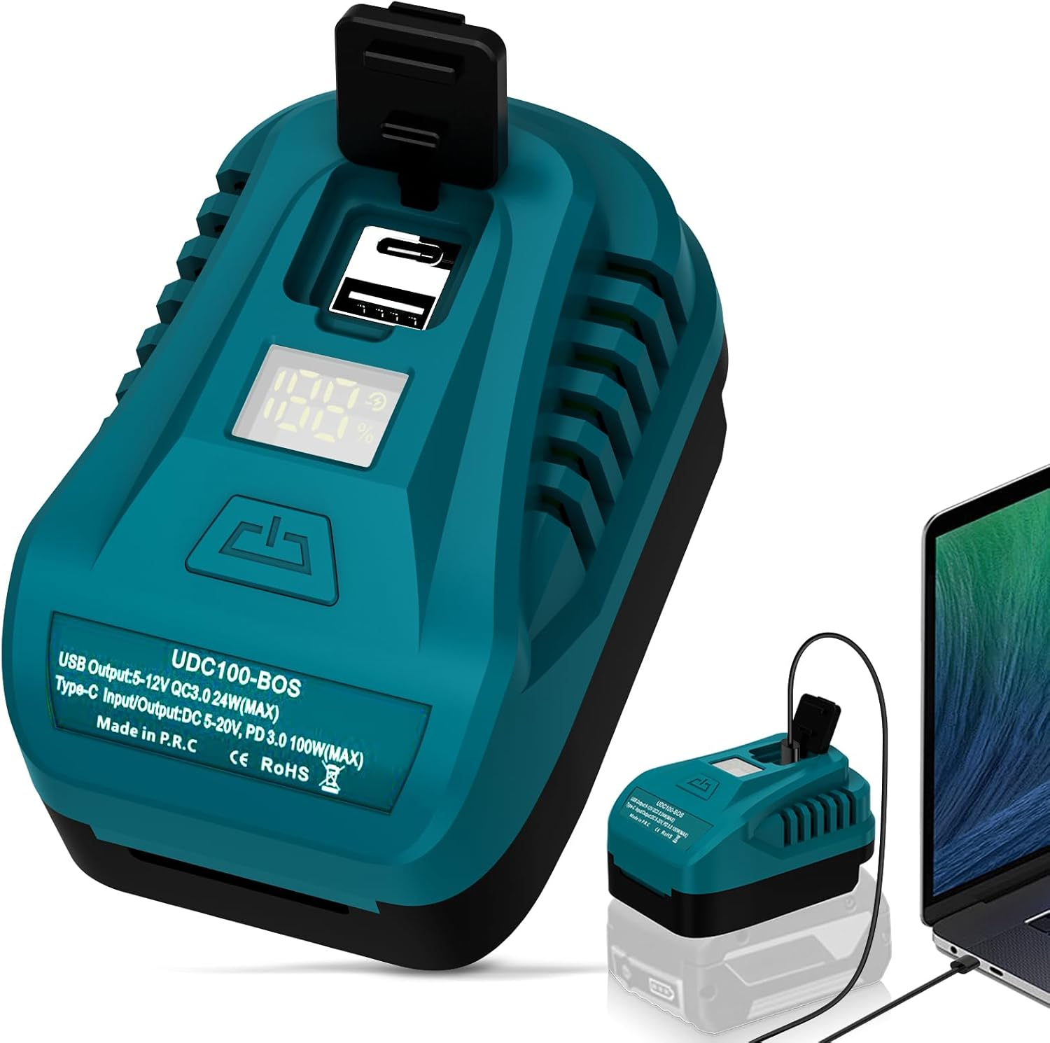 Portable USB Charger for Makita 18V Battery with USB C PD2.0 100W(Max) Output,Can Charge Battery,For BL1830 BL1850 BL1860 Battery Charger with 1 Type-C Port for Phone Charger Adapter