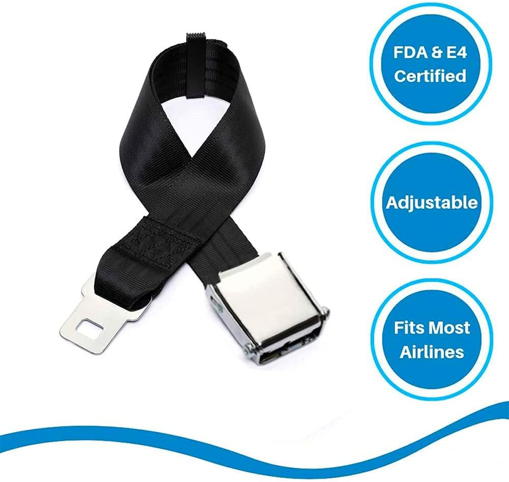 Adjustable 7-31" Airplane Seat Belt Extender - Universal Seat Belt Extender for Airplanes - FITS All Airlines in US except Southwest 1 image number 2