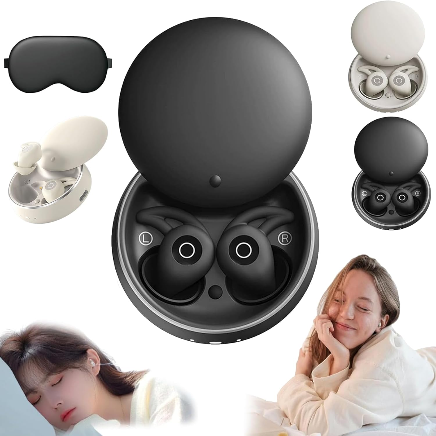 Noorasleep Snoozepods Pro, Snoozepods Pro - Bluetooth Sleepbuds, Noorasleep Earbuds Pros with Smart Case, Soft and Snug Fit, Noise Reduction for Side Sleepers,All-Night Battery Life (Black) image number 1