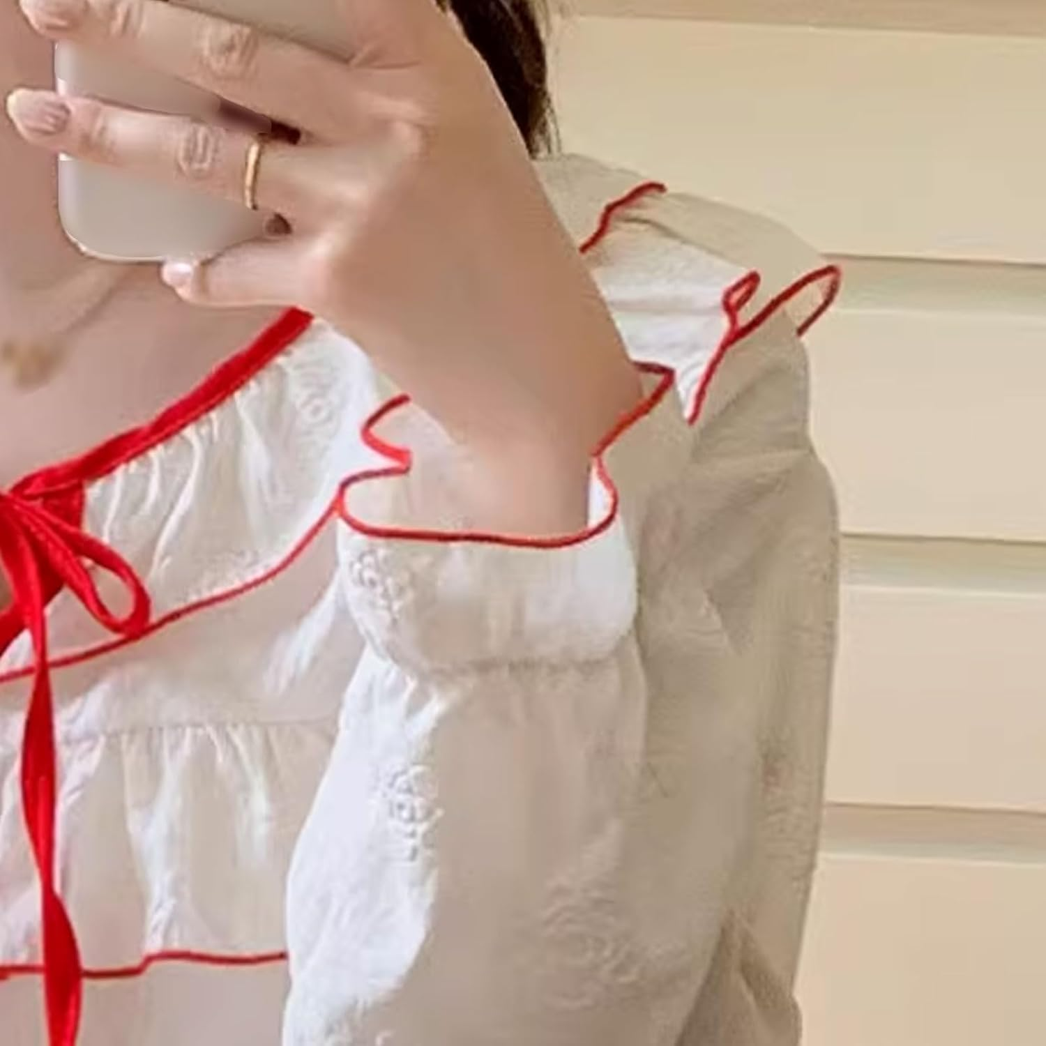 Polyester Fiber Nightgown round Neck with Chest Pad Nightdress Long Sleeve Can Be Worn Outside image number 1