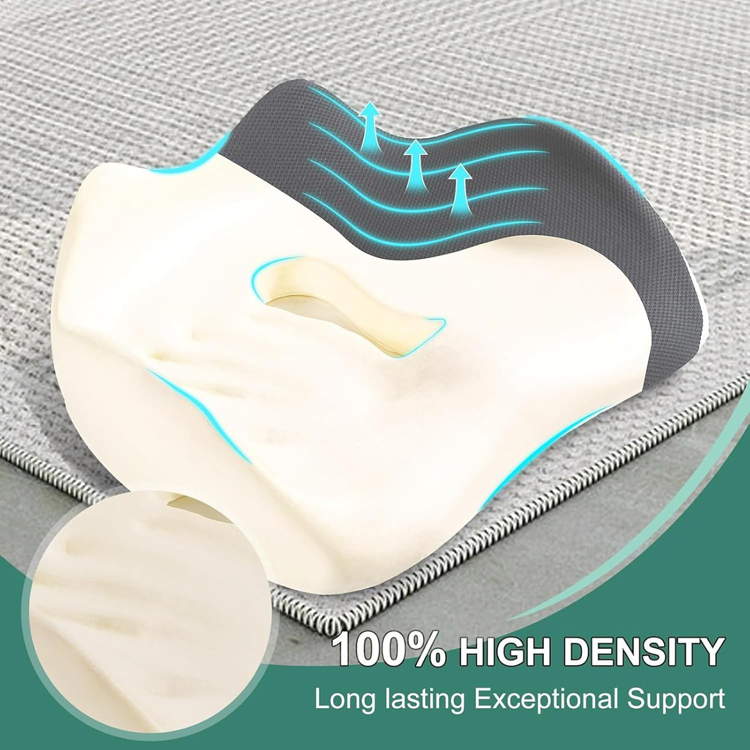 Seat Cushion,Desk Chair Cushion,Memory Foam Seat Cushion,Long Hours Sitting Comfort,With Washable Cover,No-Slip Protects，For Long Sitting, for Office Chair/Gaming Chair and Car Seat image number 1