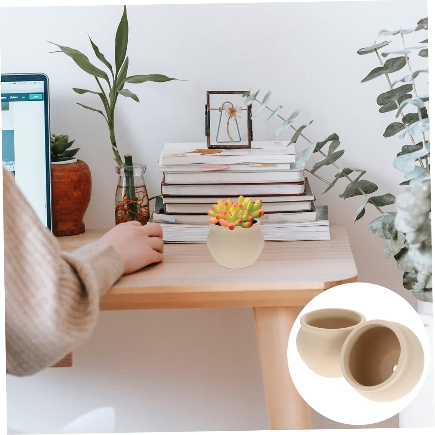 INOOMP 2Pcs Ceramic Flower Planting Pots Household Garden Supplies for Desktop Indoor Garden Decoration