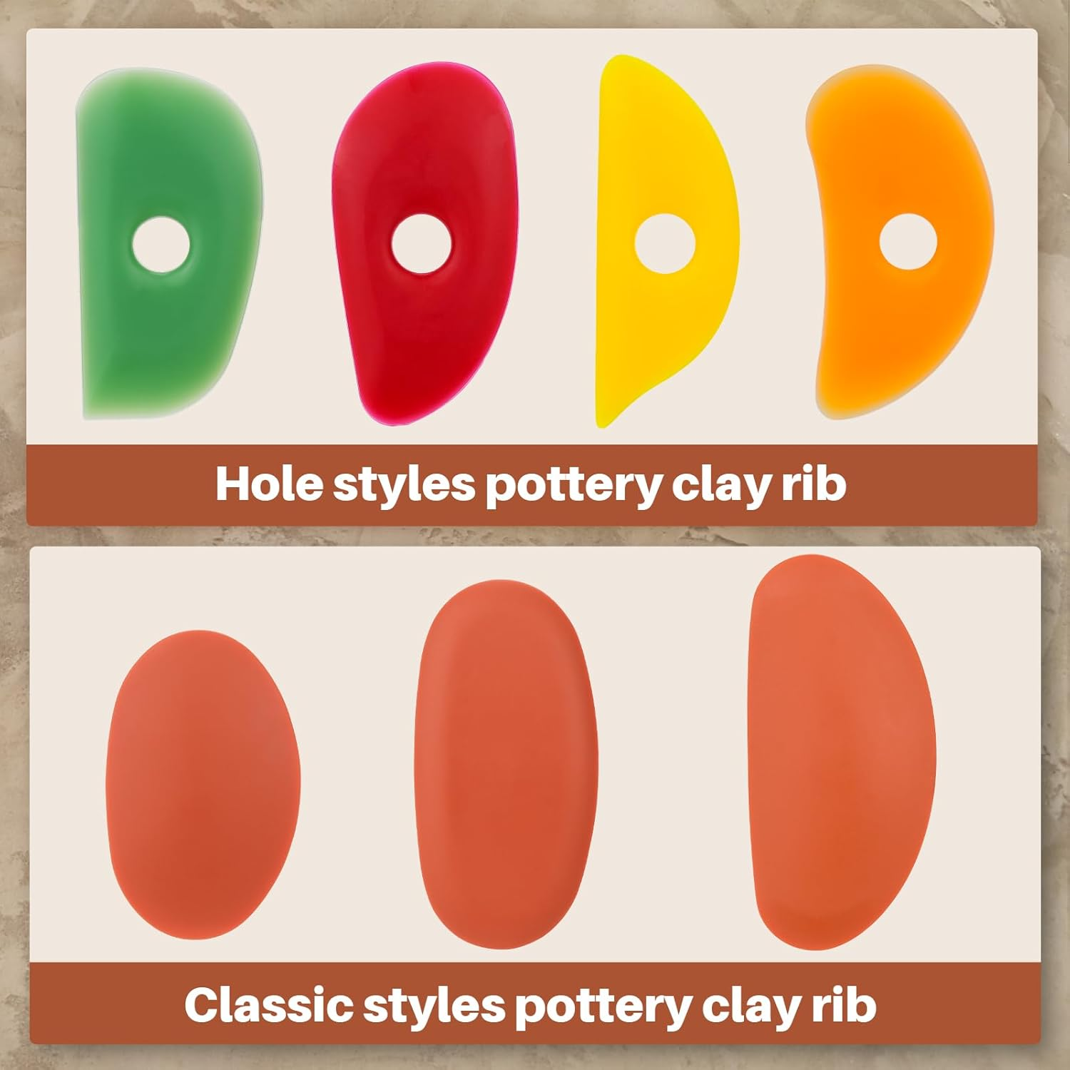 Pottery Clay Ribs, 7Pcs Soft Silicone Rubber Ceramica Rib for Pottery Shaping and Smoothing Tools, LM-TL-HCHL-7