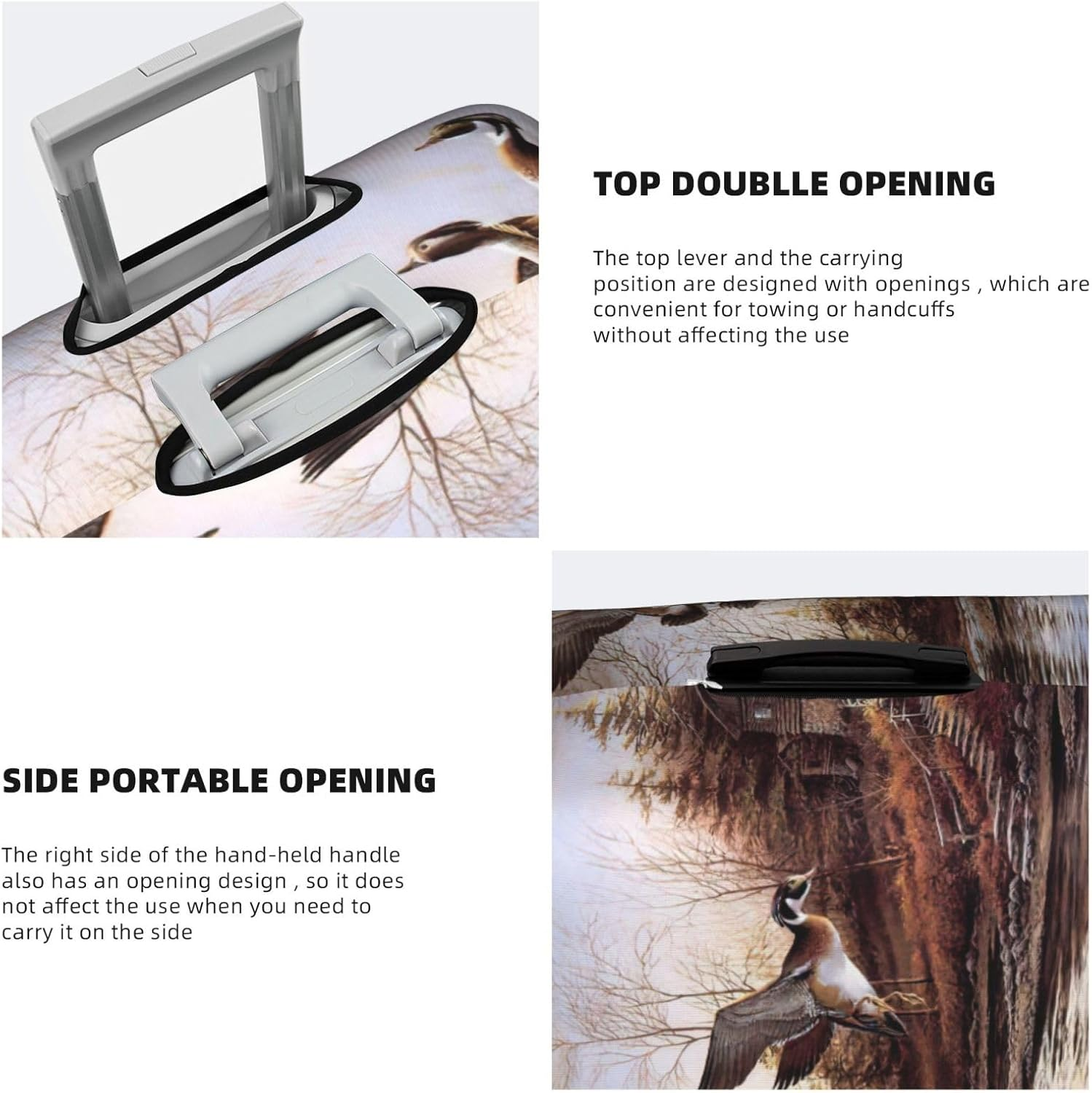 Odddot Mallard Ducks Print Travel Luggage Cover,Suitcase Protector Cover, Washable Baggage Covers,For 18-32 Inch Luggage, Mallard Ducks, Medium image number 6