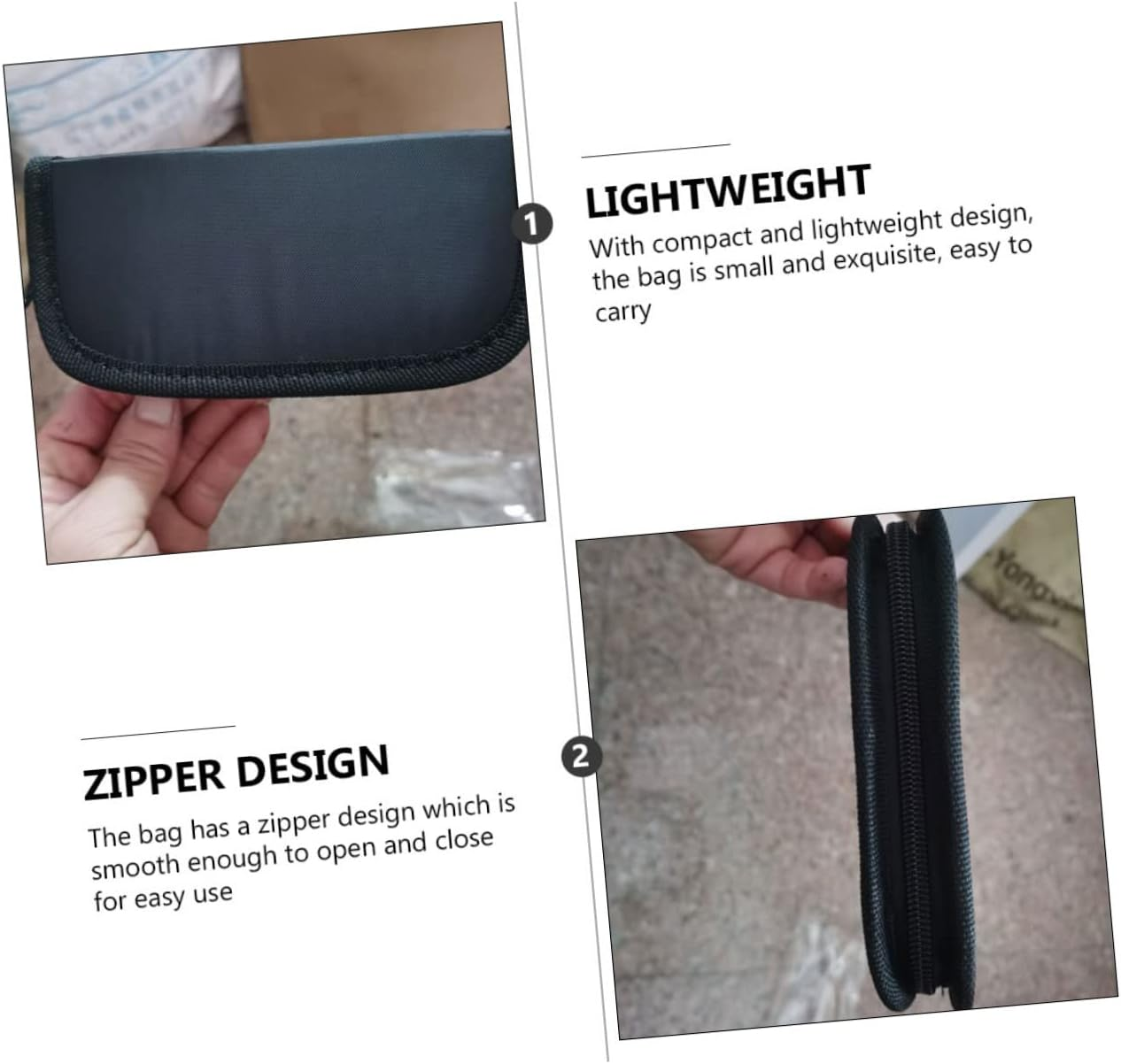 Luxshiny Portable Darts Bag Zipper Organizer Oxford Cloth Pouch Lightweight Black Compact Travel Case for Leisure Sports image number 4