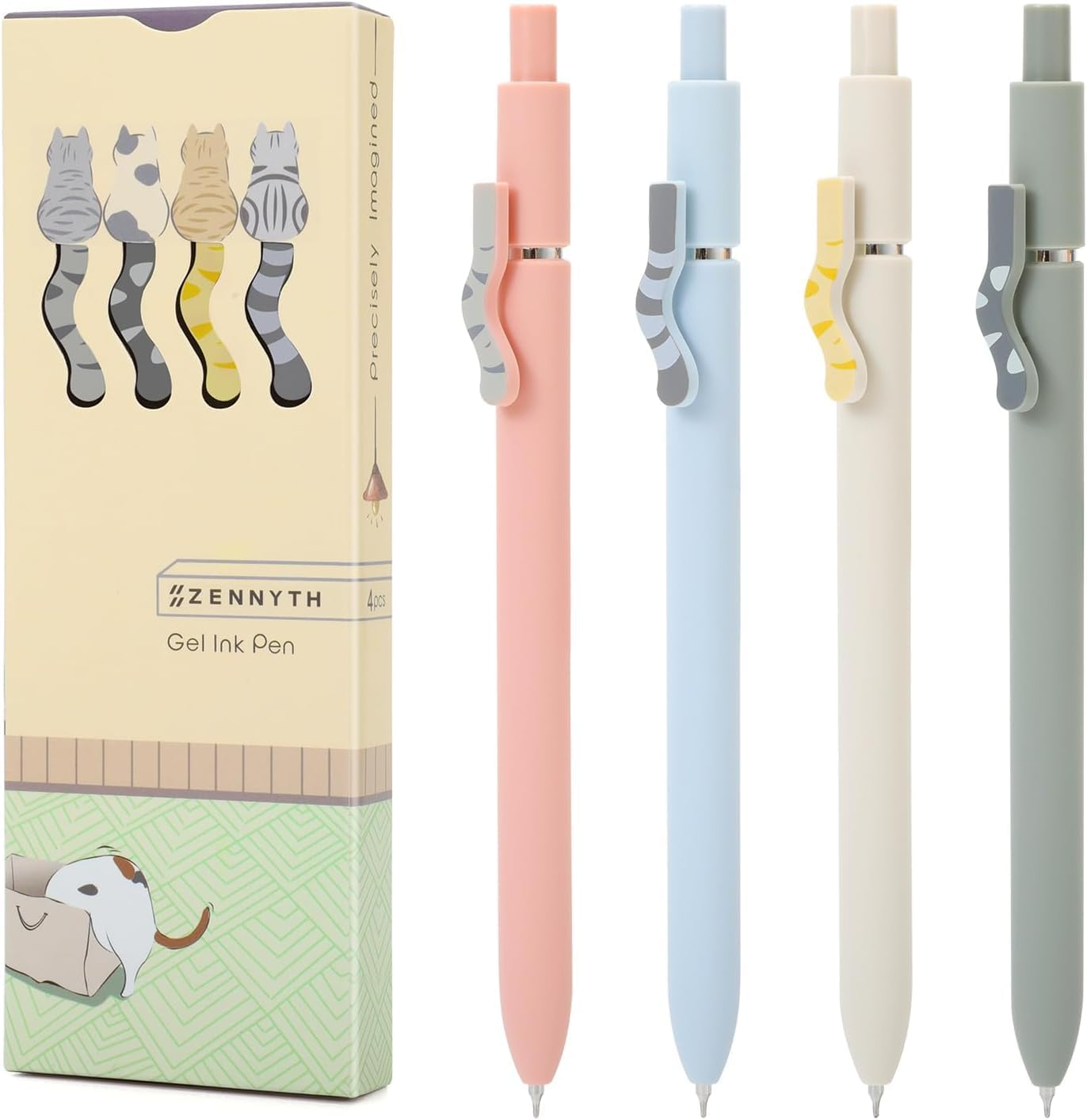 KAPASKI Cat Gel Pens,4Pcs 0.5Mm Quick Dry Black Ink Fine Point Smooth Writing Pens, High-End Series Ballpoint for Journaling Note Taking, Cat Lover Gifts for Women image number 3