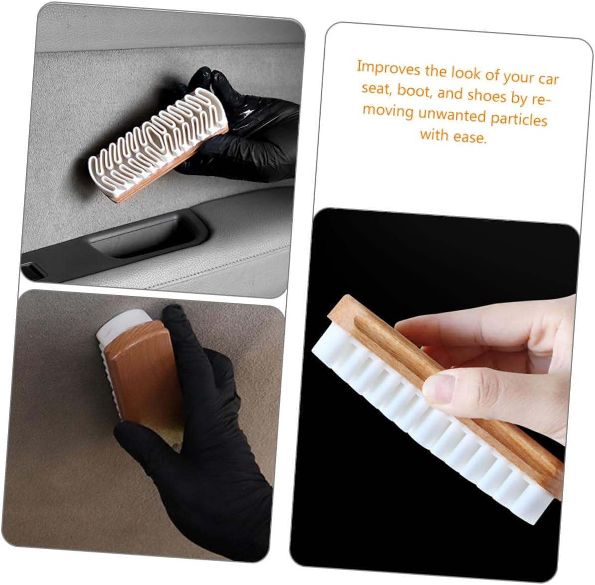 ANDRESLAD Suede Brush Car Seat Cleaning Brush for Interior Care, White Oil Suede Leather Cleaning Tool for Vehicle Upholstery, Suitable for Automotive Detailing image number 2