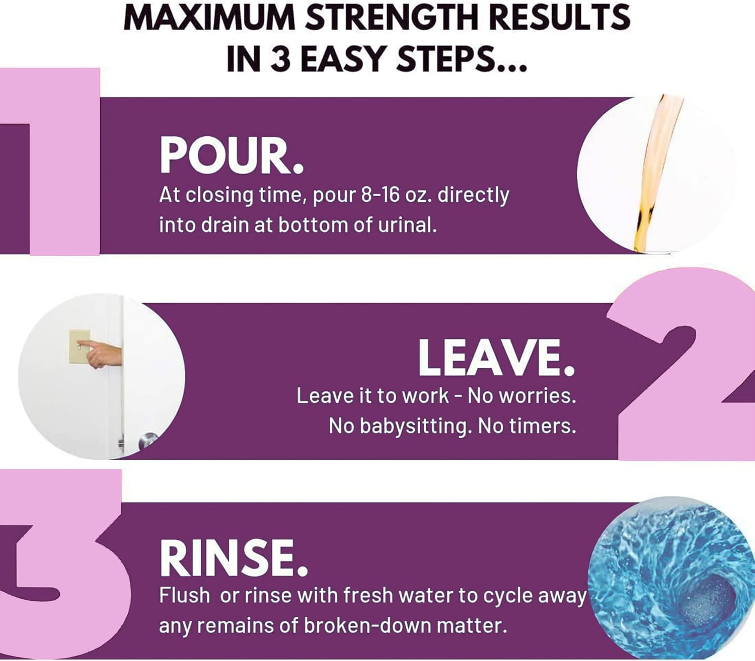 Urinal Salt Remover Concentrate | Safe on Pipes & Plumbing - Controls Odors - Cleans Rust, Scale, and Uratic Salt Build-Up - 1 Quart image number 5