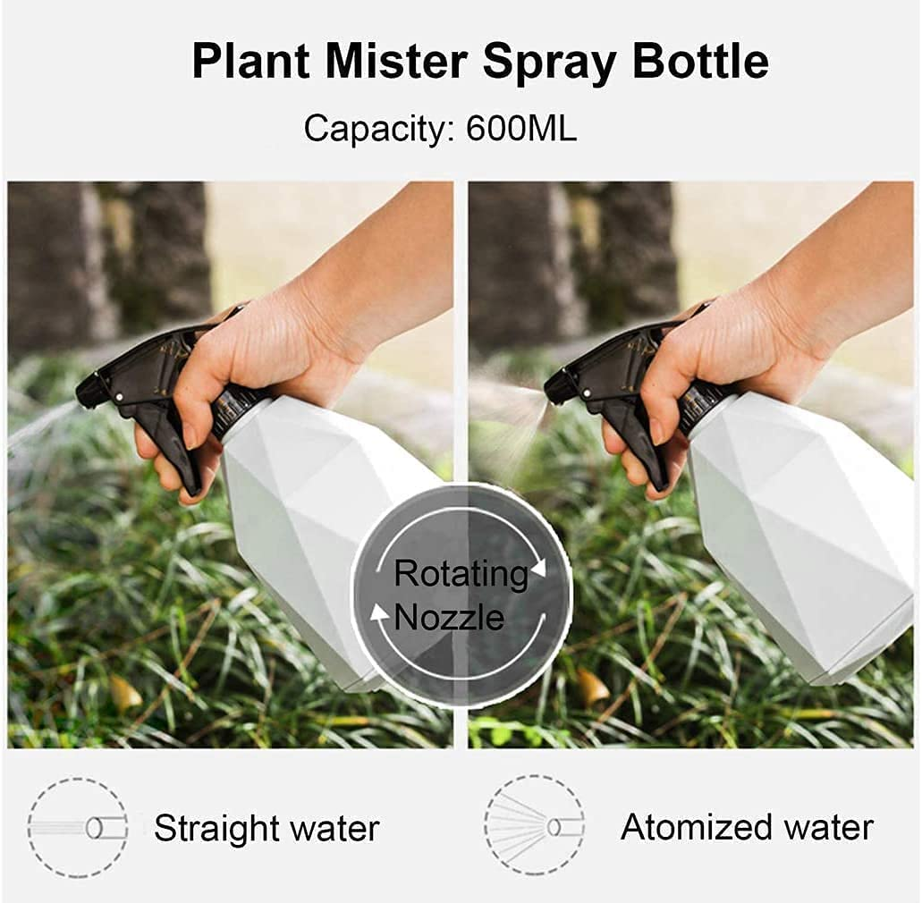 Plants Watering Can,1.2L & 600ML Stainless Steel Long Spout Plastic Watering Pot Set, Modern Style Watering Pot for Indoor Outdoor House Garden Plants (White)