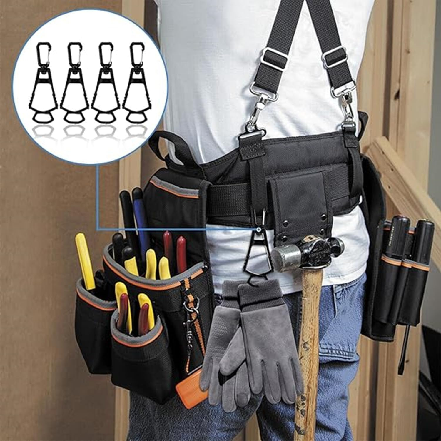 4Pcs Glove Clips for Work Glove Holder,Belt Clip Safety Glove Grabber Holder Clip,Prevent Loss, Keep Hands Free,For Construction Work Accessories image number 1