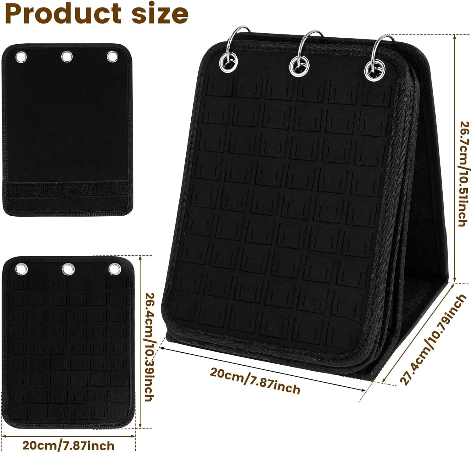 Pin Display Holder, Large Capacity Felt Brooch Display Binder, Foldable Enamel Pin Collection Storage Organizer, with 3 Binders 5 Pages for Store 270 Pins,Travel Brooches, Sports Medals, Paper Clips