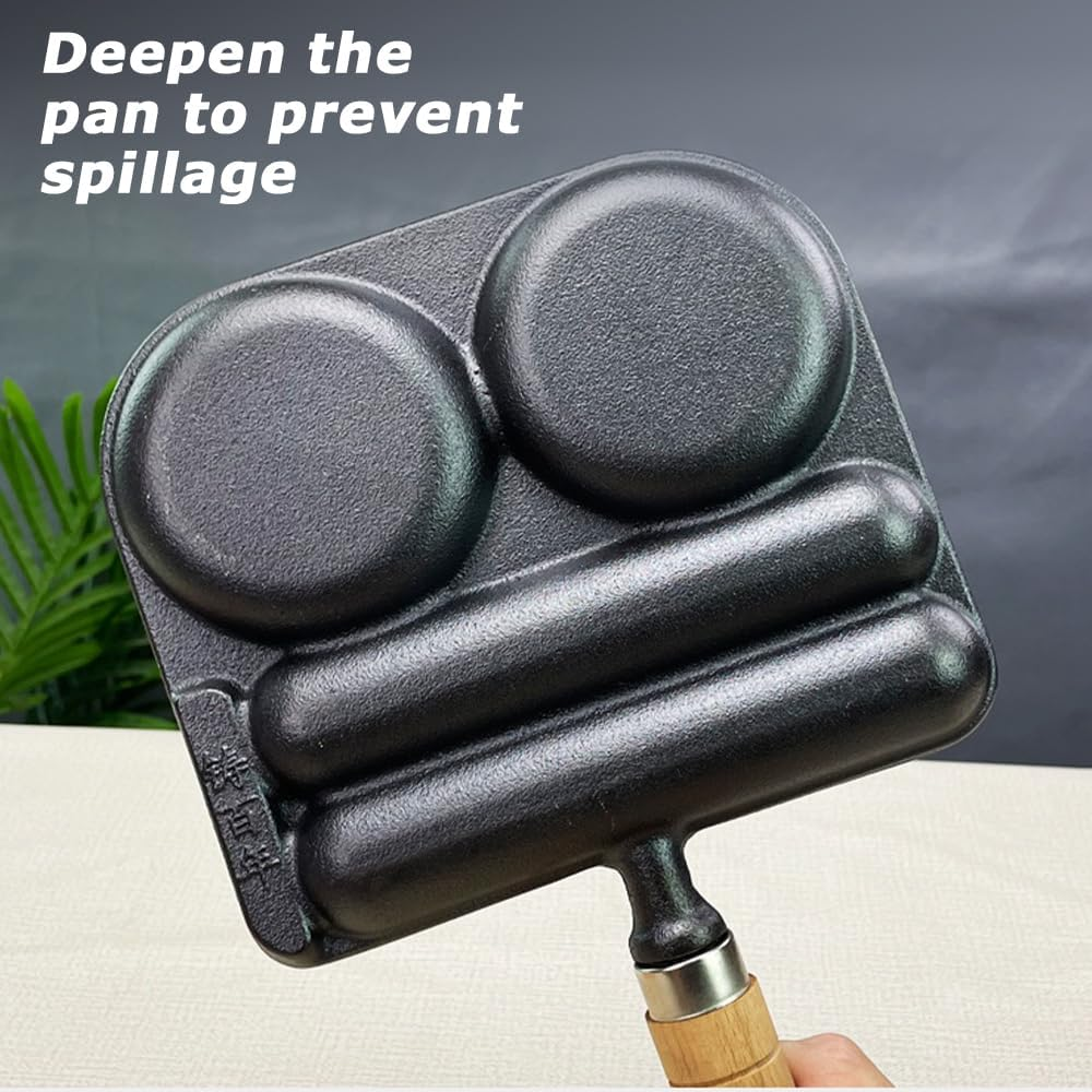 Nonstick Egg Frying Pan, 2-Cup Breakfast Skillet for Pancakes, Burgers & Sandwiches, Multi-Section Divided Pan, Easy to Clean, Compatible with Gas Stove & Induction Cookware image number 4