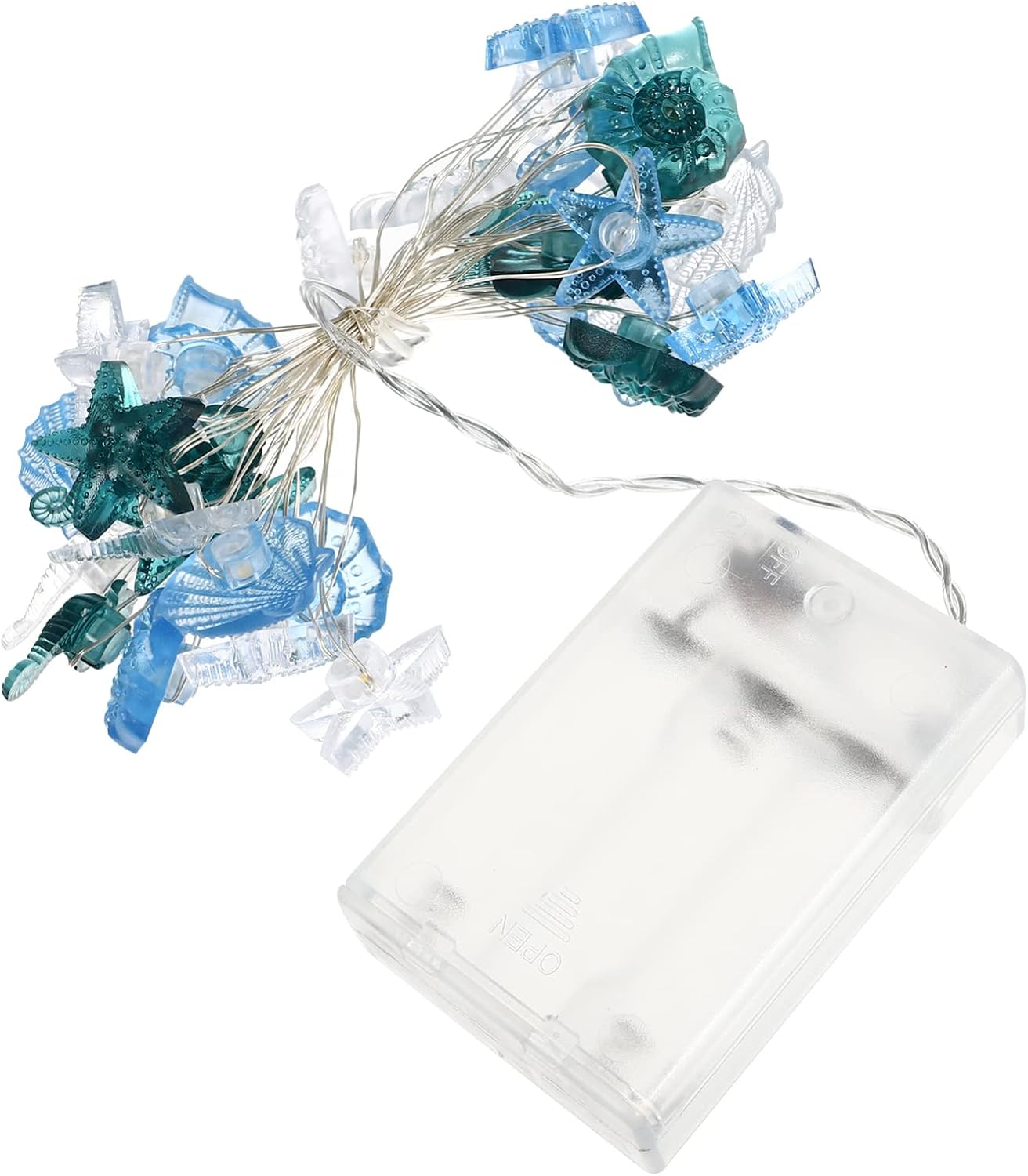 Abaodam Ocean Themed Fairy String Lights Nautical D&eacute;cor Sea Shells Seahorse Conch Cute Decorative Lights for Holiday Party image number 3