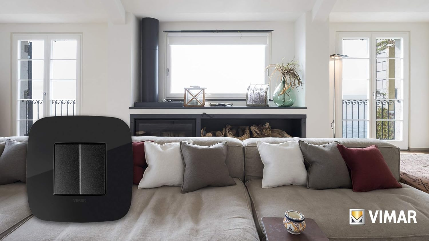 VIMAR 0K03906.08 Ark&eacute; round Friends of Hue Smart Switch Kit, Wireless Light Switch without Battery, Dimmer Switch Kit Contains Double Cover Plate, Mounting Frame, Switch and 2 Buttons