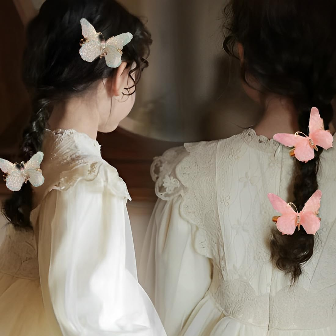 OUDQFCJ Butterfly Hair Clips, 6 Pieces, Hair Clips, Girls, Hair Accessories, Butterfly Hair Clips, Glitter Snap Hair Clips for Teenagers, Women, Hair Accessories image number 5