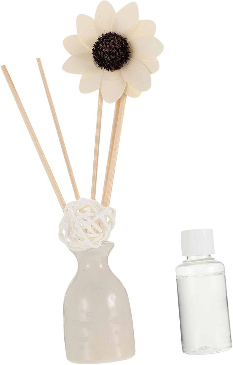 Home Fragrance Aromatherapy Set Rattan Air Freshener Essential Oil Diffuser Fake Flower Ceramic Vase Decor image number 2