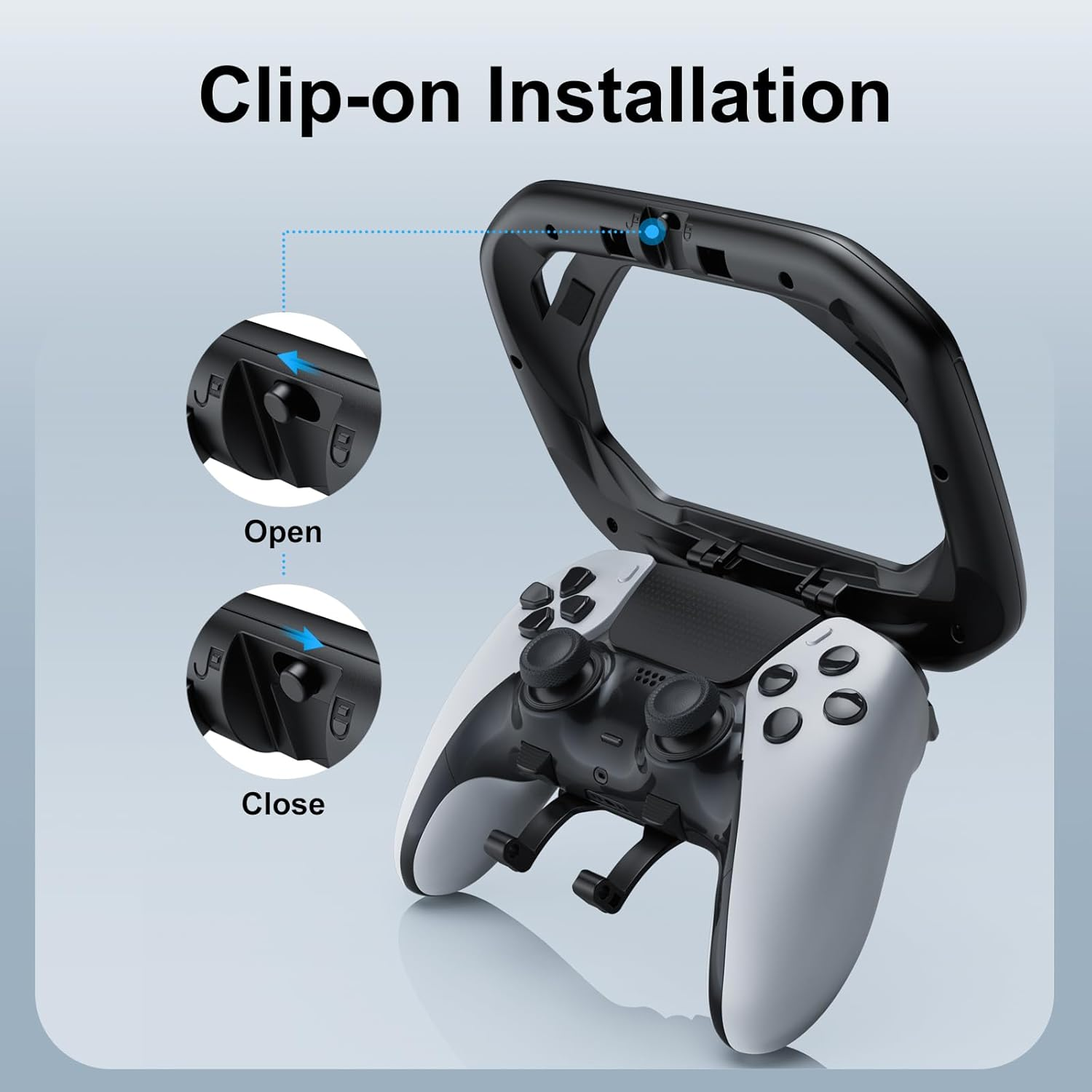 HONCAM Steering Wheel for PS5/PS5 Elite Controllers, Racing Wheel Table Attachment with 4 Suction Cup for Sony Playstation 5 Dualsense Controller, Playstation 5 Accessories Enhanced Stability for Immersive Racing Games, Black image number 1