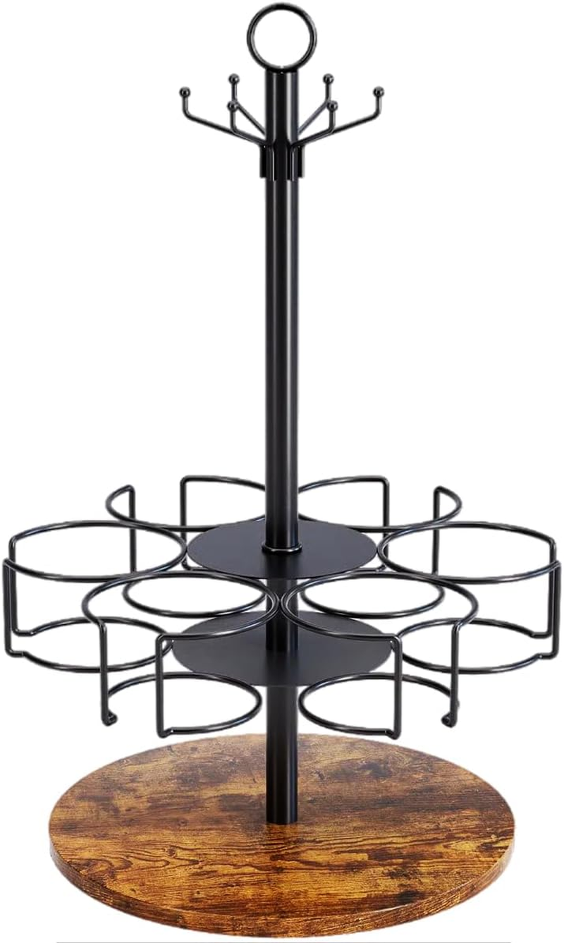 Blissify Water Bottle Organiser for Stanley 40Oz/30Oz Tumbler with Handle & Hooks, Rotating Stanley Cup Organizer Holder, Tumbler Storage Lazy Susan, Vintage Brown