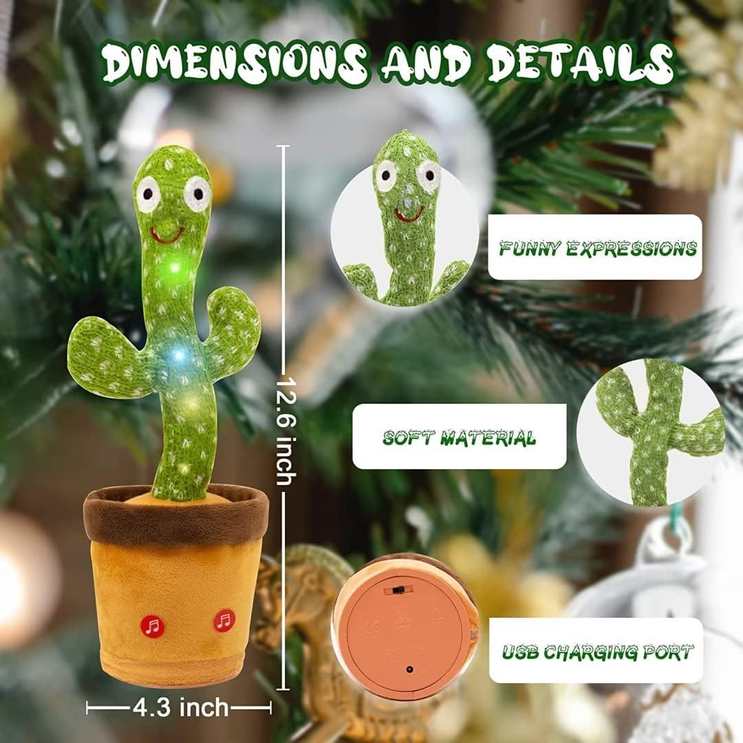 Tiktok Dancing Cactus Talking Toy,Sing/Wriggle/Recording Soft Plush Interactive Toy Figures Repeat What You Say and Sing/Electronic Mimicking Cactus Toy for Kids Baby/ 120 Popular Songs image number 4