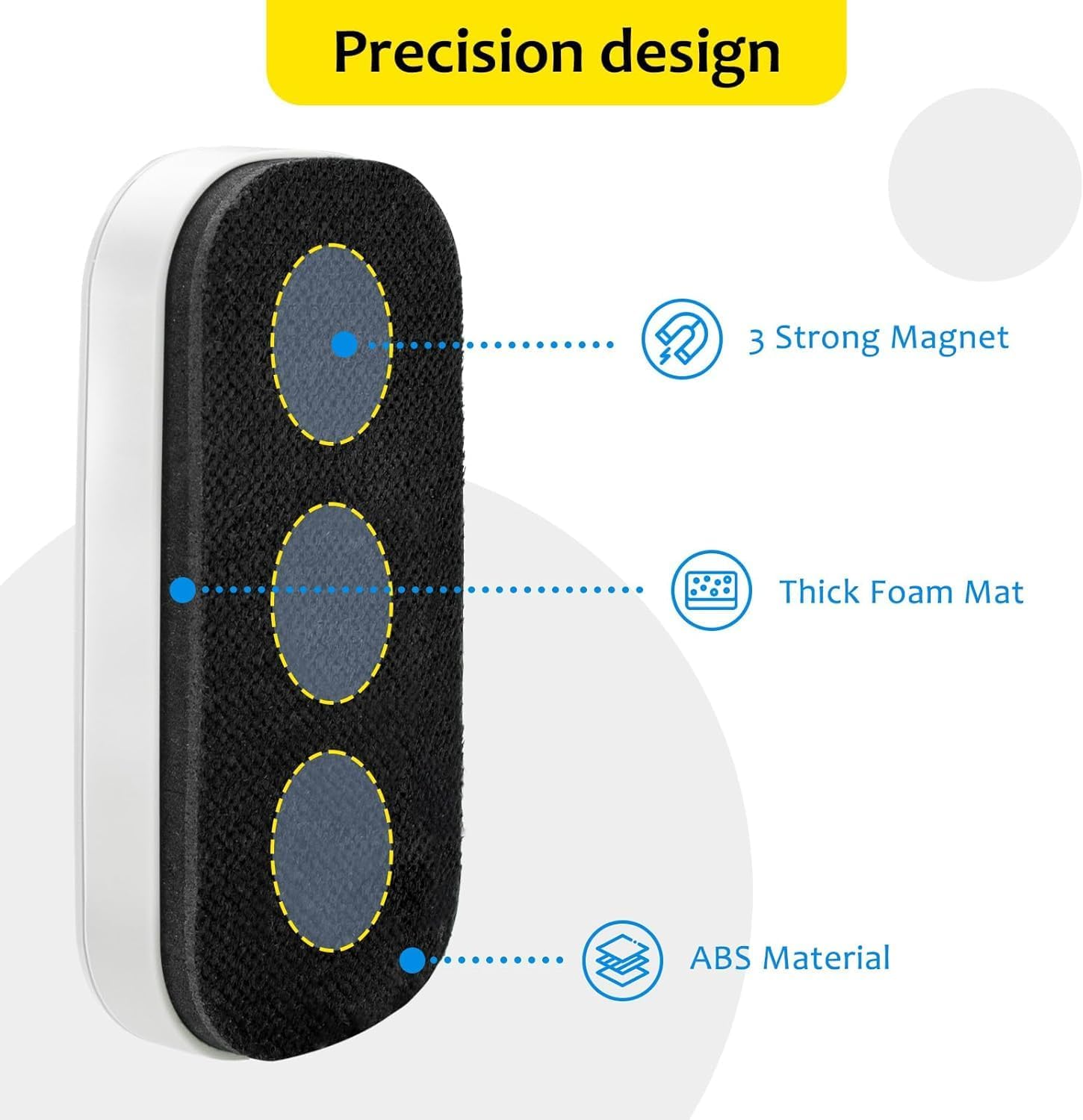 Maxtek Magnetic Dry Erase Eraser, 2 Pack, for Glass Board, Calendar, Whiteboard, Office and School Supplies (Pure White) image number 5