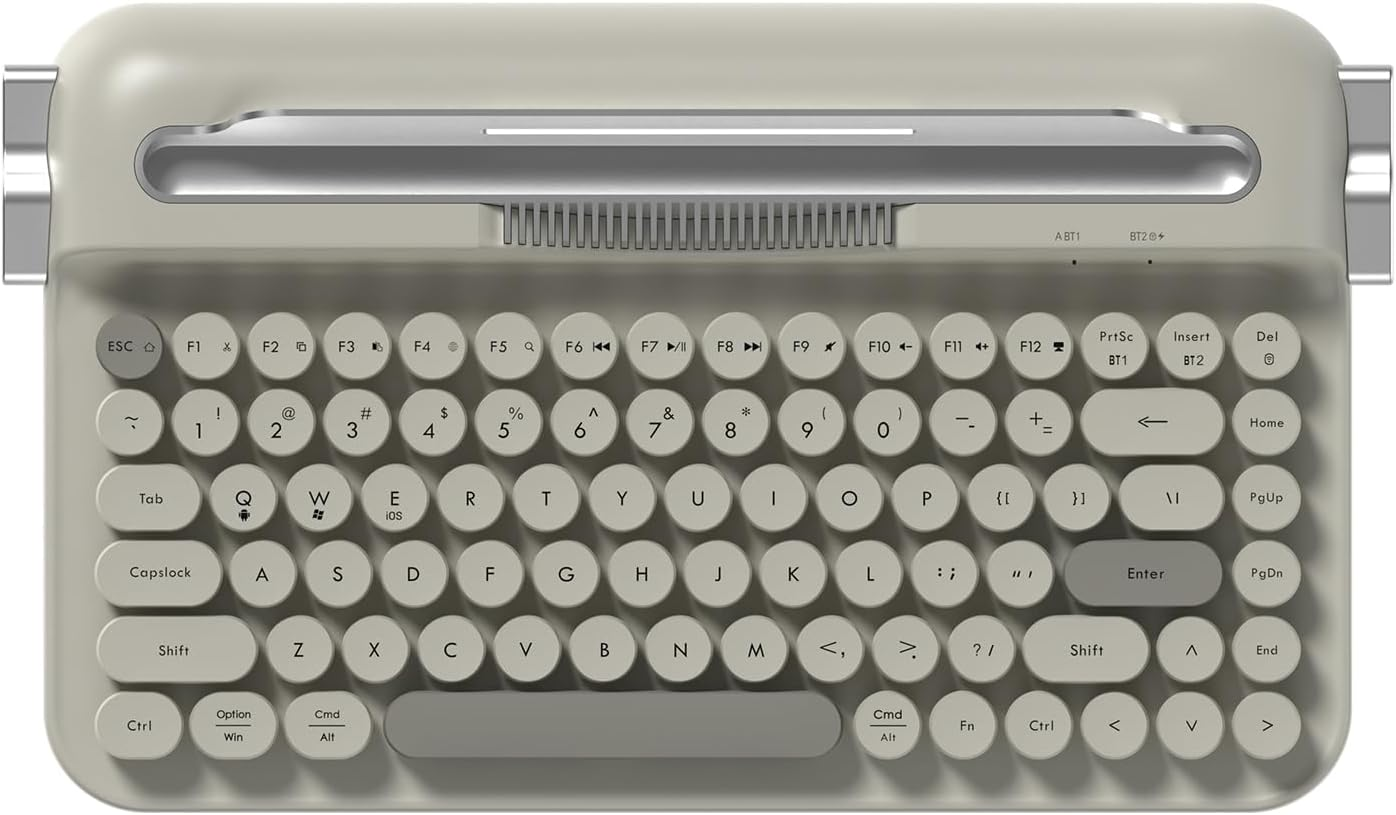 Ajazz AF84 Retro Keyboard, Vintage round Keycaps, Tablet Stand, Ergonomic Yellow