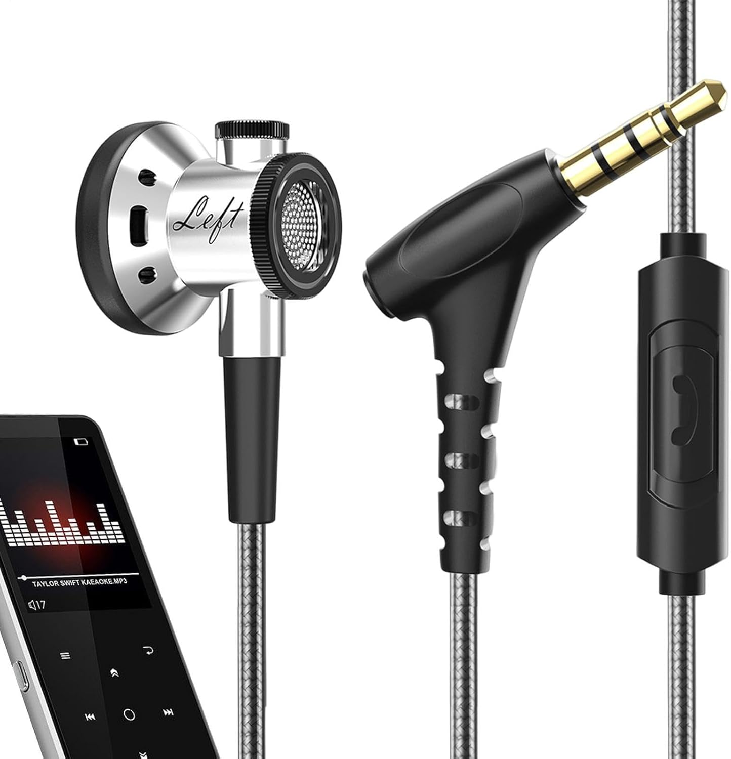 Wired Earbuds with Microphone, Flat Headphones - Wired In-Ear Heavy Bass Earphones, Tablets, Laptops, Computers, Cellphones, Comfortable Wearable Music Equipment for Moving Coil Unit Restore Music image number 4