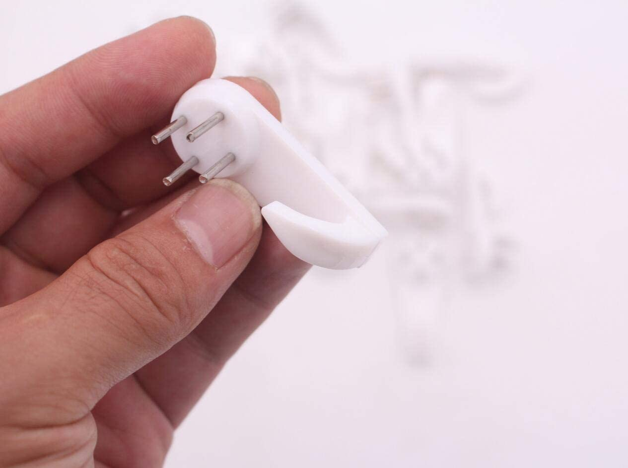 20PCS White Powerful Concrete Hard Wall Drywall Picture Hooks Non-Trace Hanging Hook Traceless Nail Plastic Wall Hook for Picture Photo Frame Clock Hangers(5Cm/1.97 Length) image number 4