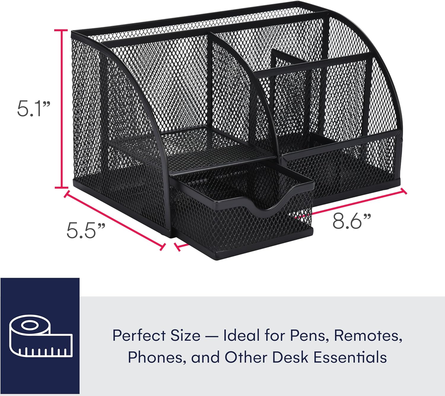 Office World Metal Desk Organiser Space Saving for Office, School and Room - Durable and Stylish Storage Organiser - Desk Accessories image number 1