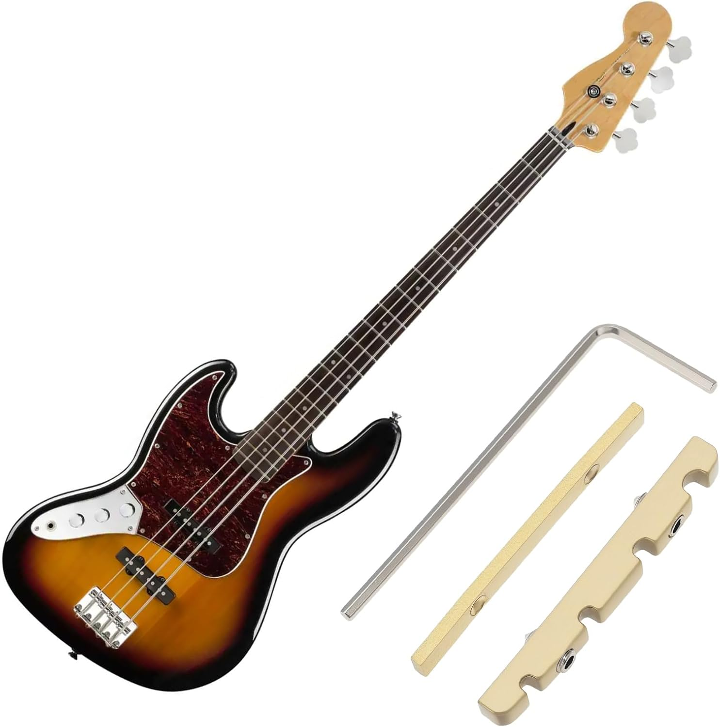 1Pc 4 String Bass Guitar Nut 38Mm Adjustable Height Bell Brass Nut Split Regulation Bass Guitar Nut for Jazz Bass 38 X3.5Mm image number 6