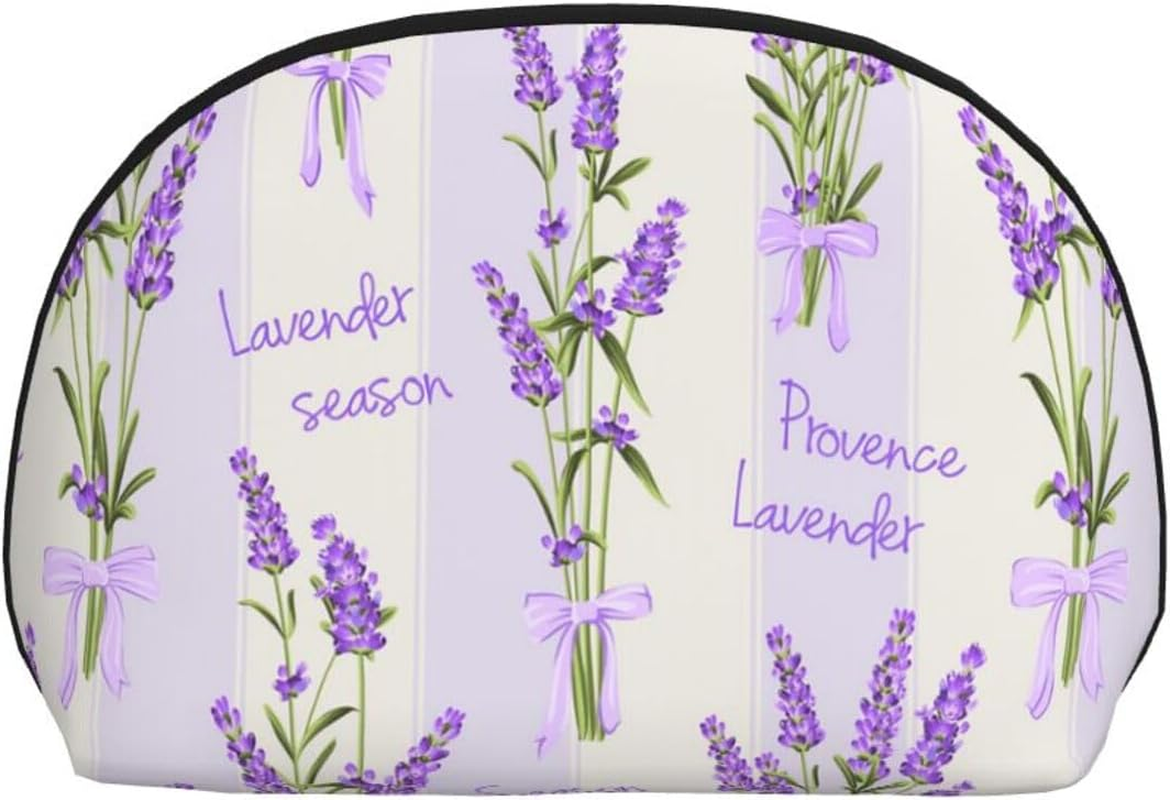 Cozimangoe Coin Pouch Makeup Bags Set, 2 Piece Shell Shape Cosmetic Bag with Pockets for Daily Travel Handbag Lipstick Keys Toiletry, Personalized Lavender Season Aroma Charming image number 4