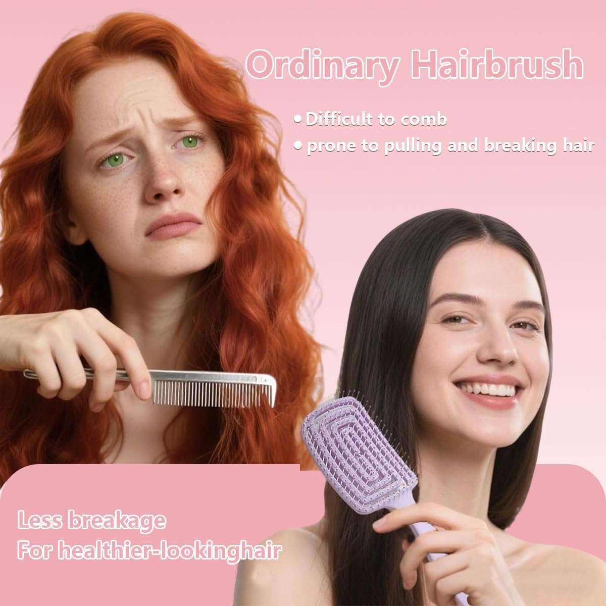 Pack of 4 Hair Brushes without Pulling, Magic Hair Brush, Hairs Brushes Scalp for Wet and Dry, without Pulling - Anti-Tangle Hairs Brush, Detangling Hair Brushes for Men, Women and Kids image number 1