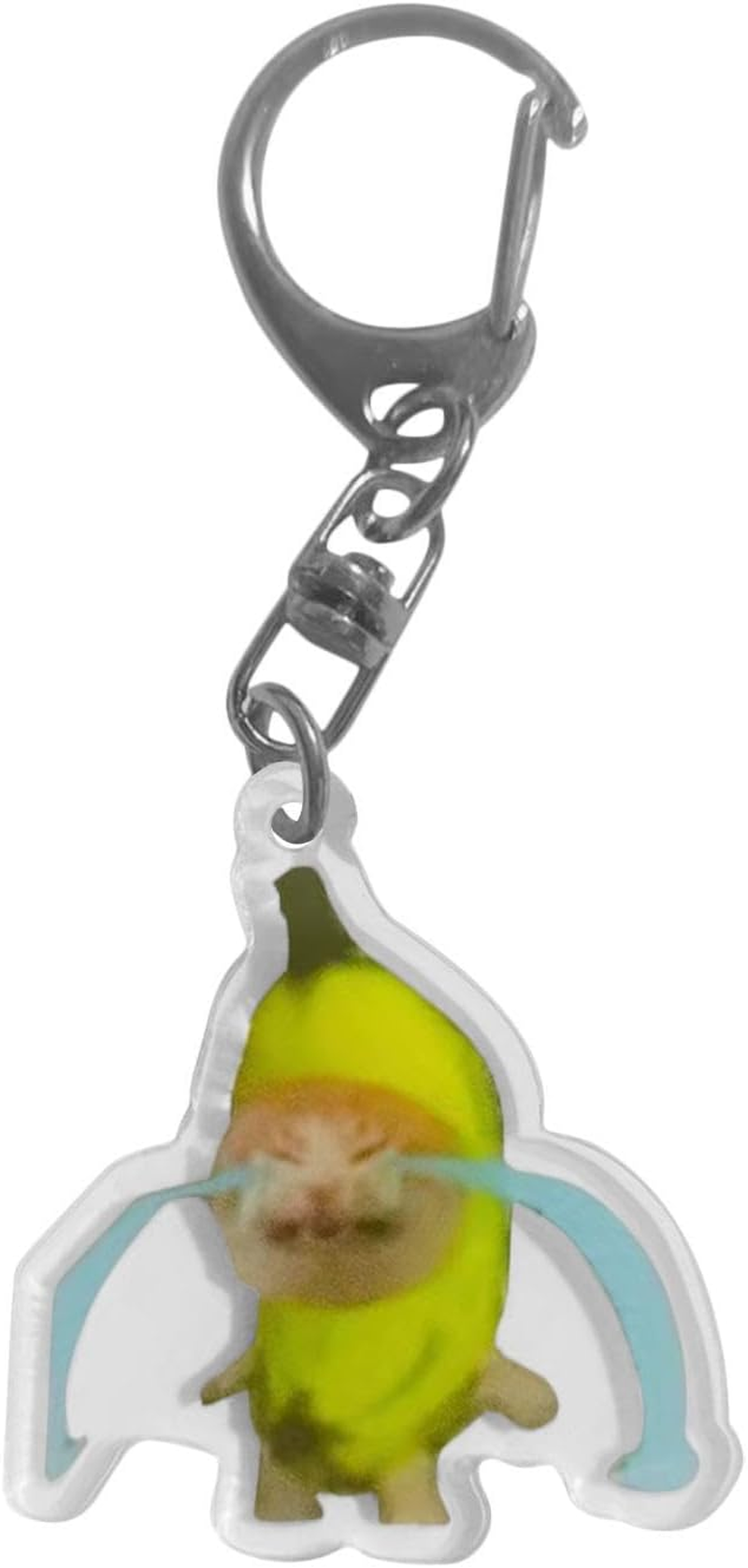 G&eacute;n&eacute;rique Cat Keychain, Cute Crying Sounds Making Keychains, 2D Acrylic Clicker Keychain Toy with Lanyard for Car Keys, Backpacks, Handbags, and Adults