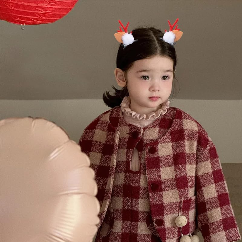 Christmas Deer Antler Hair Clips Xmas Christmas Hair Accessories for Girls Women Christmas Deer Ears Hair Clips Pins 4Pcs Reindeer Hair Barrettes Clips for Women Thick Hair Deer Antlers Costume