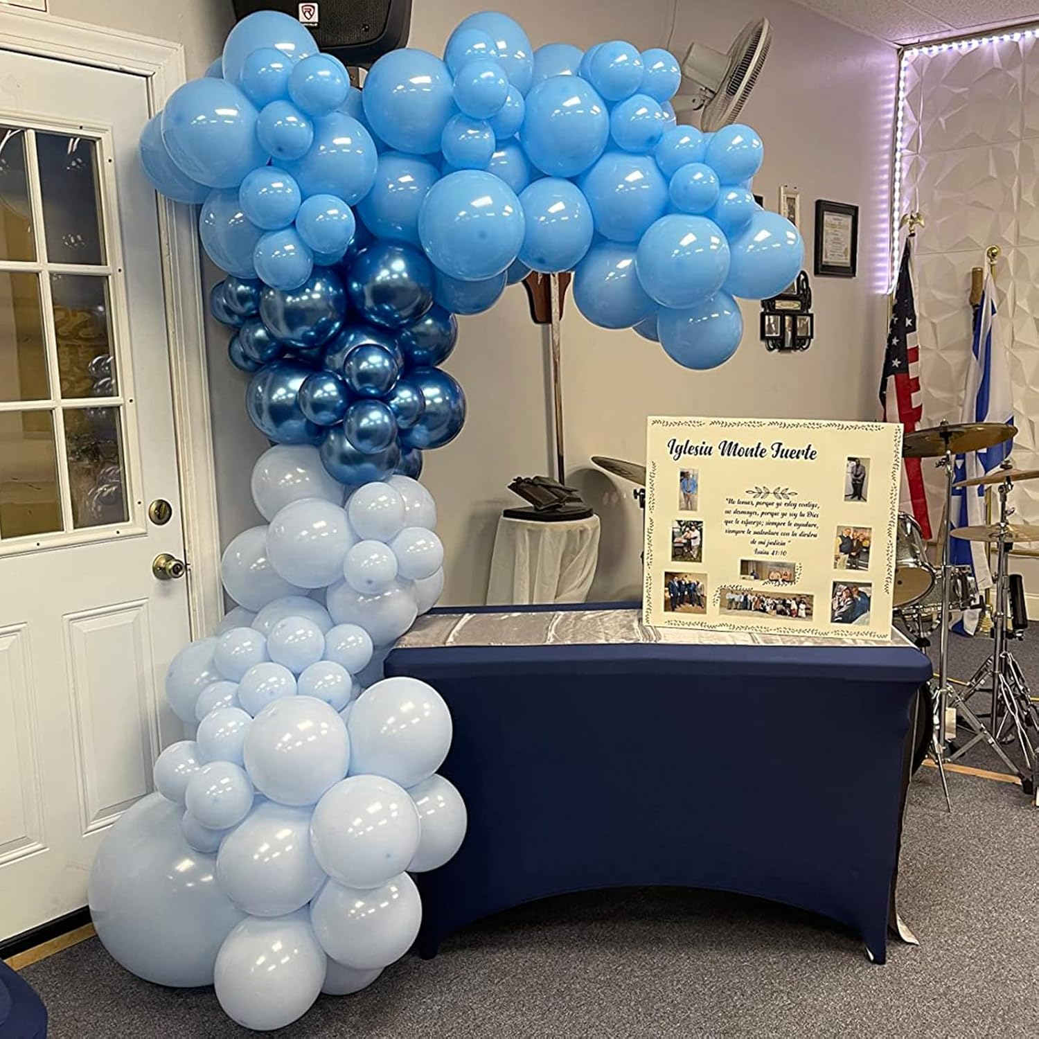 Blue Balloon Garland Arch Kit, 109 PCS Shades of Blue Balloons Set with Metallic Blue Balloons Macaron Light Baby Blue Confetti Balloons for Wedding Boys Baby Shower Birthday Ocean Party Decoration image number 3